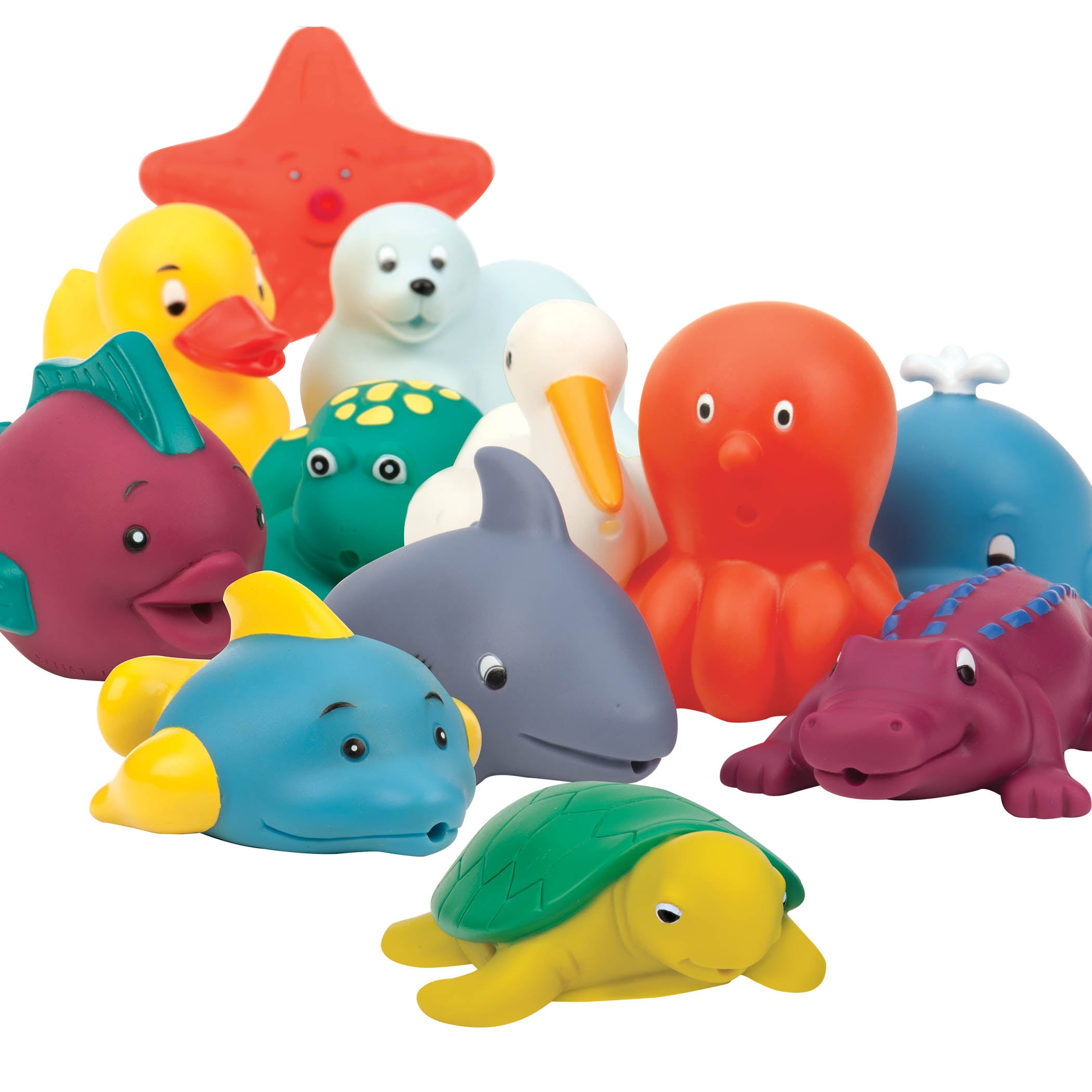 Water squirting bath toys for toddlers and kids.