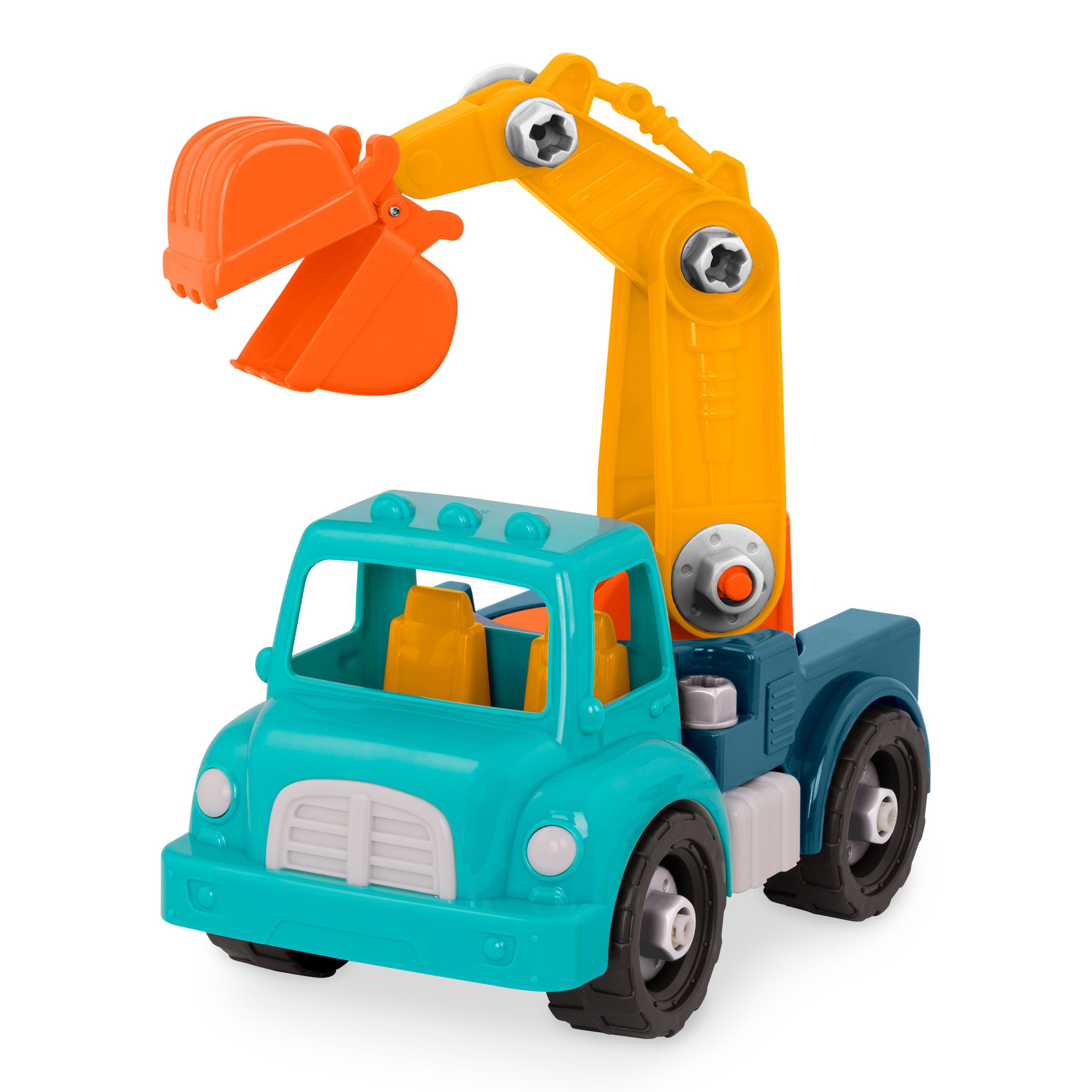 The Take Apart Crane Truck from Battat with the included toy drill and drill bits.