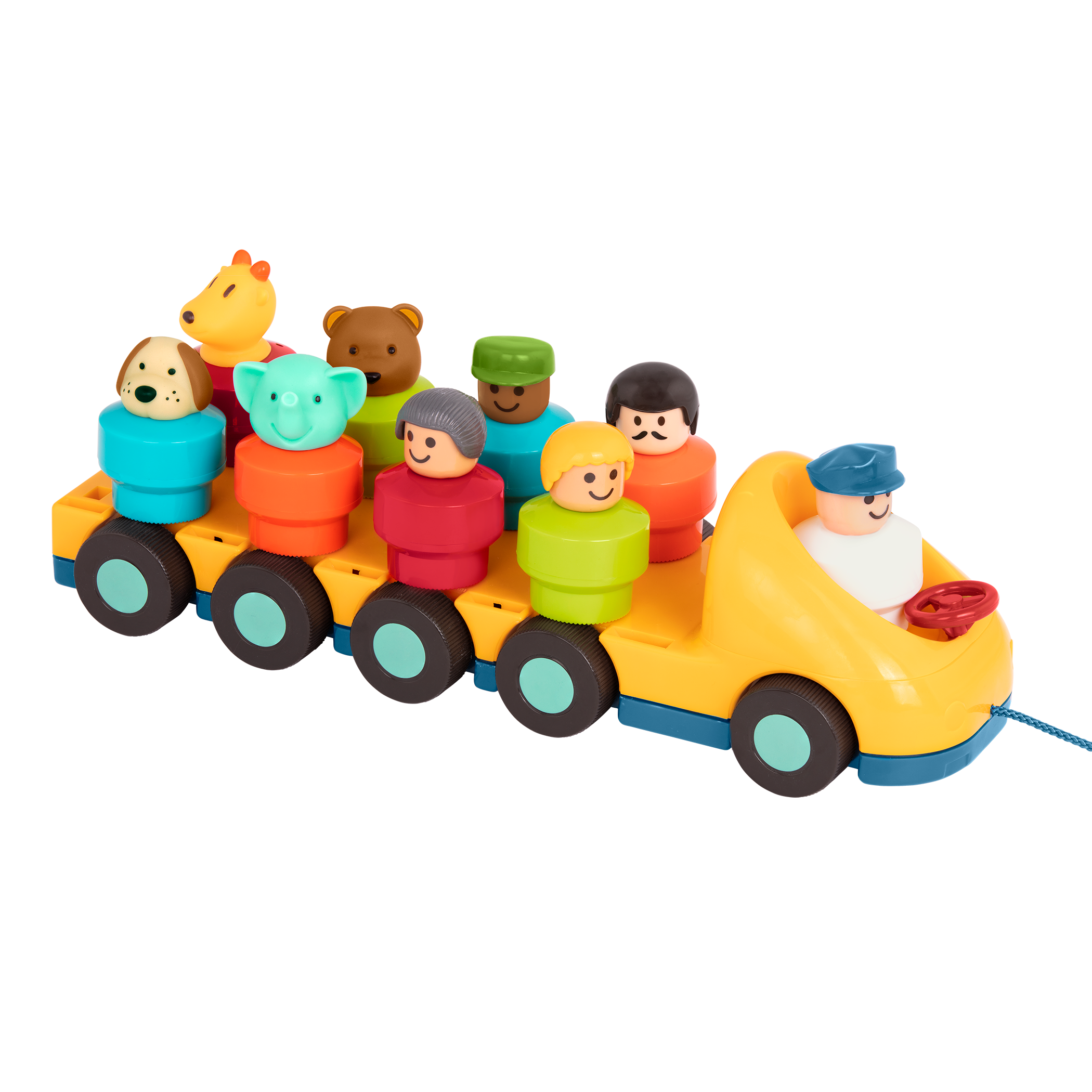 Toy bus with driver and passengers