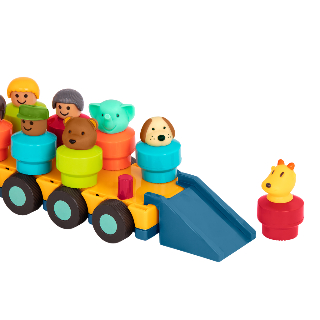 Toy bus with driver and passengers