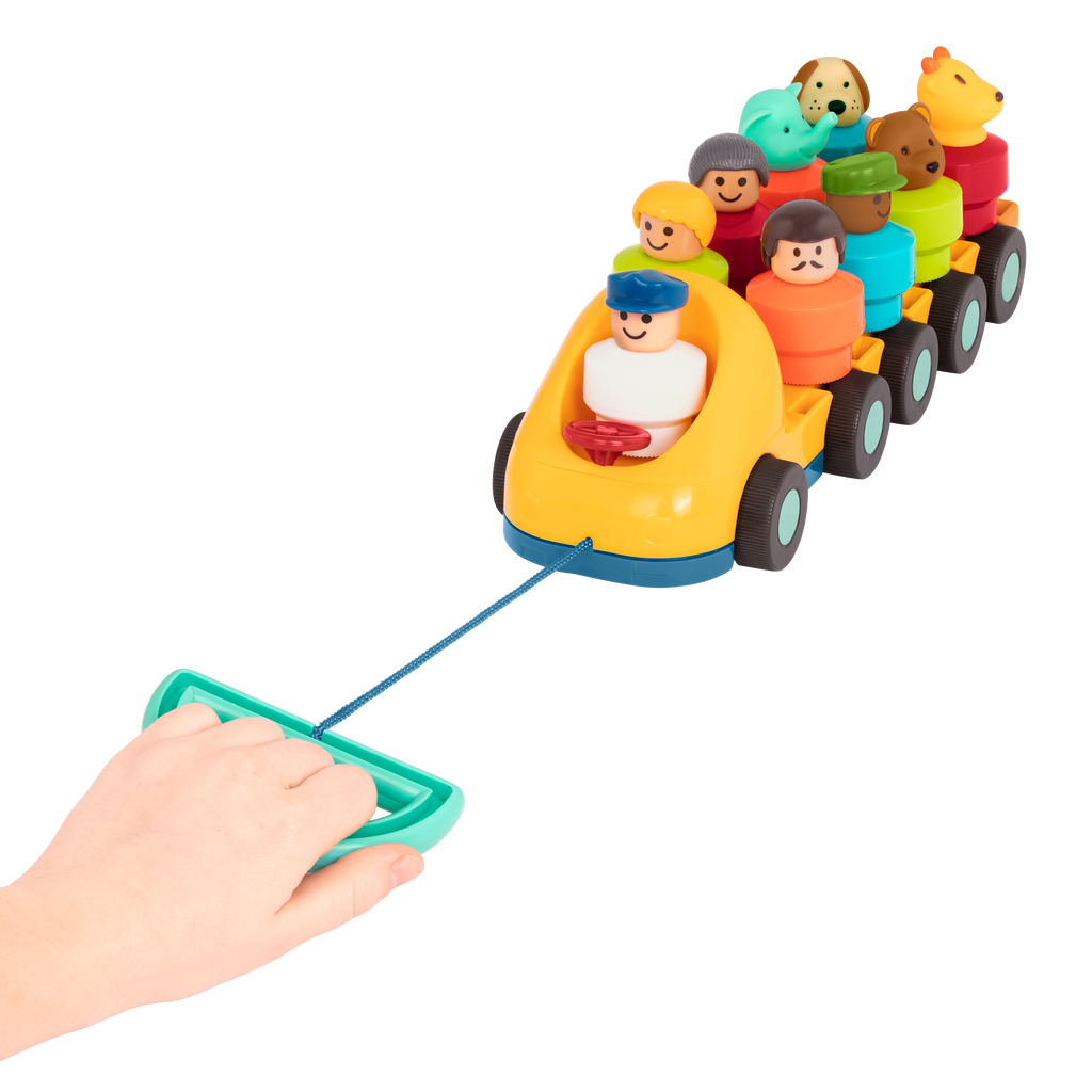 Toy bus with driver and passengers