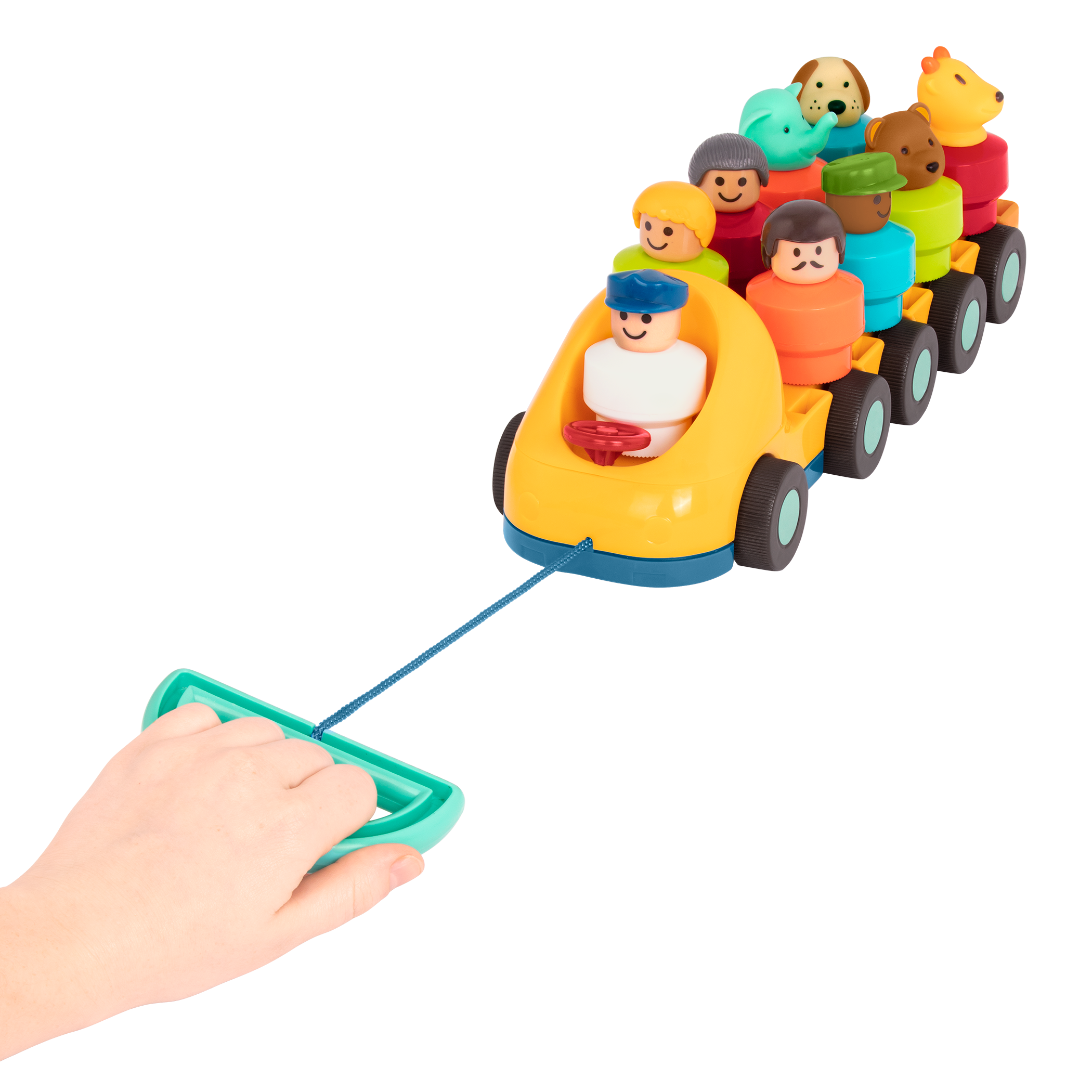 Toy bus with driver and passengers