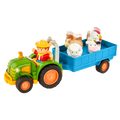 Toy tractor with a farmer and animal figurines.