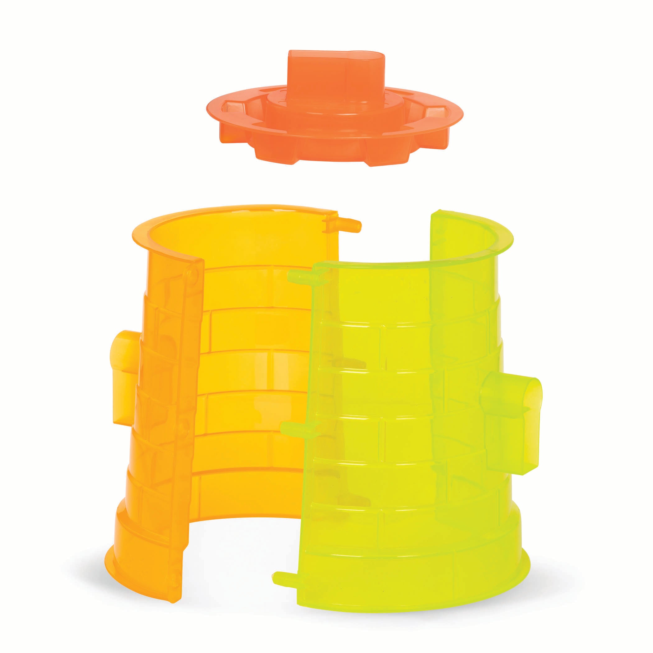 Colorful sand castle building toys.