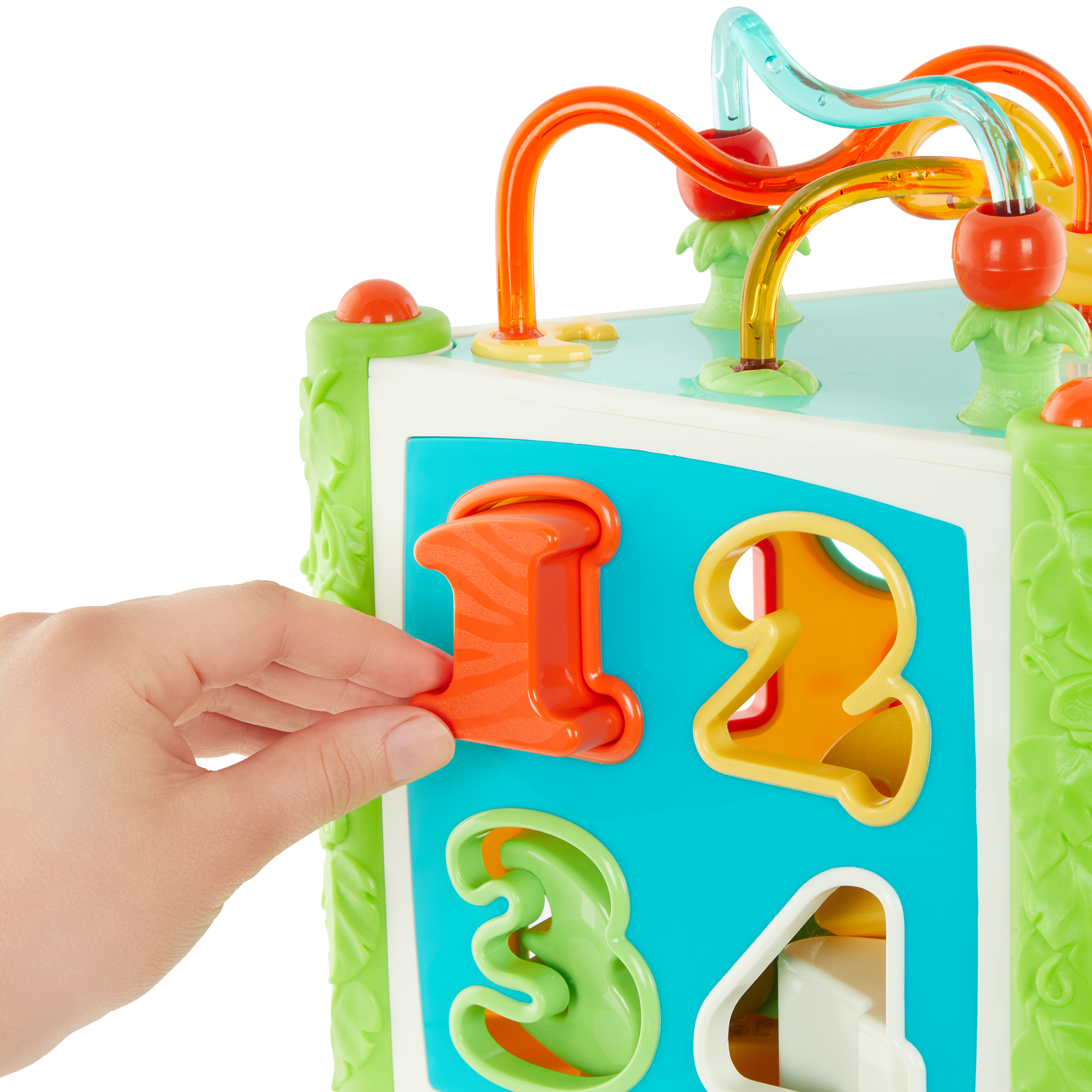 Jungle-themed activity center with number and animal shapes.