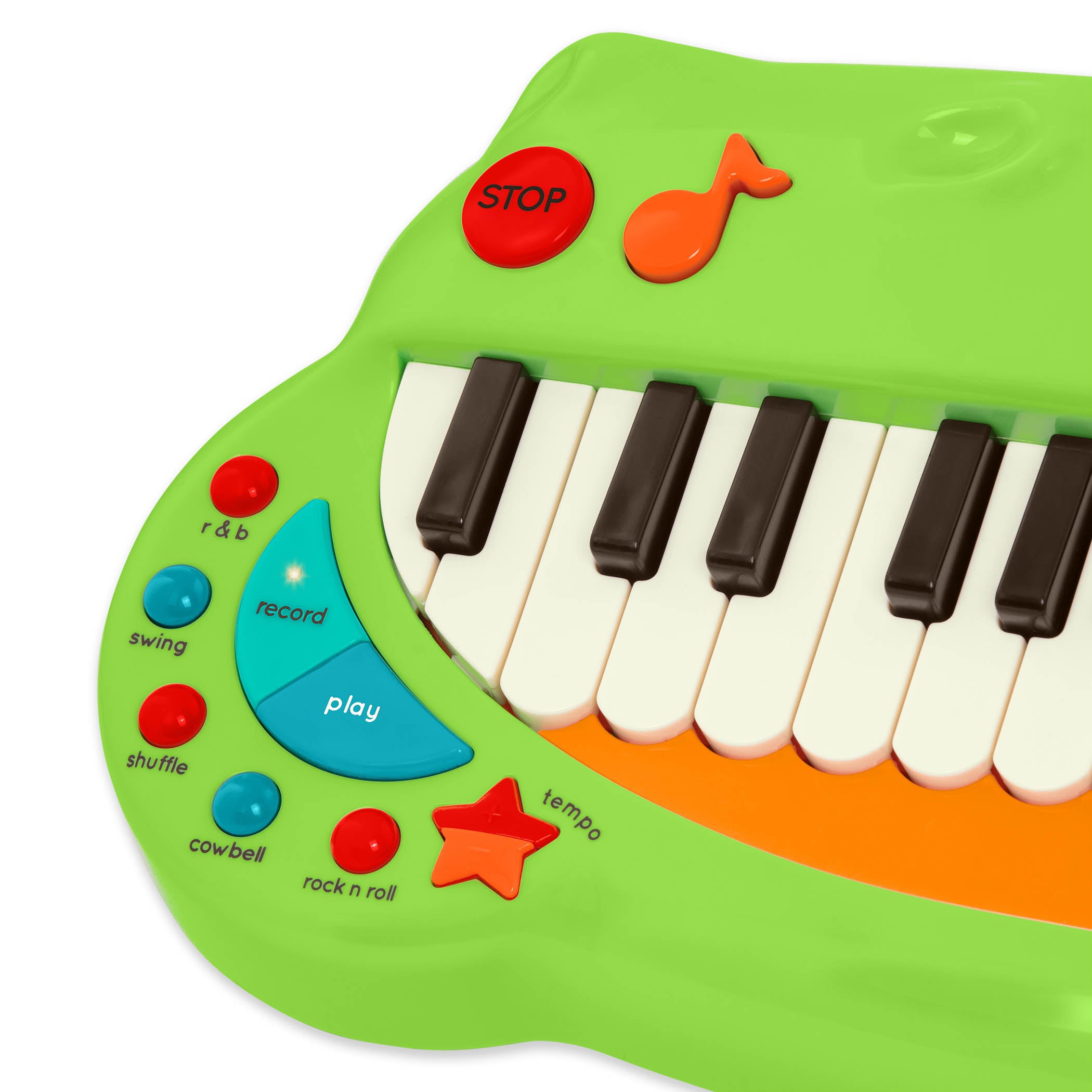 Toy crocodile piano for kids with piano keys making up a big crocodile grin!