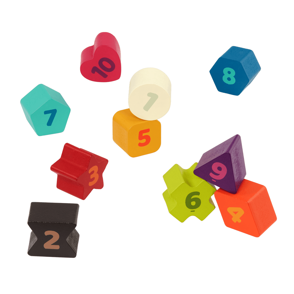 Wooden shape sorting toy.