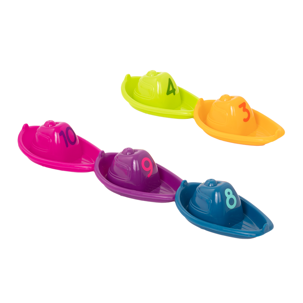 Colorful numbered toy boats