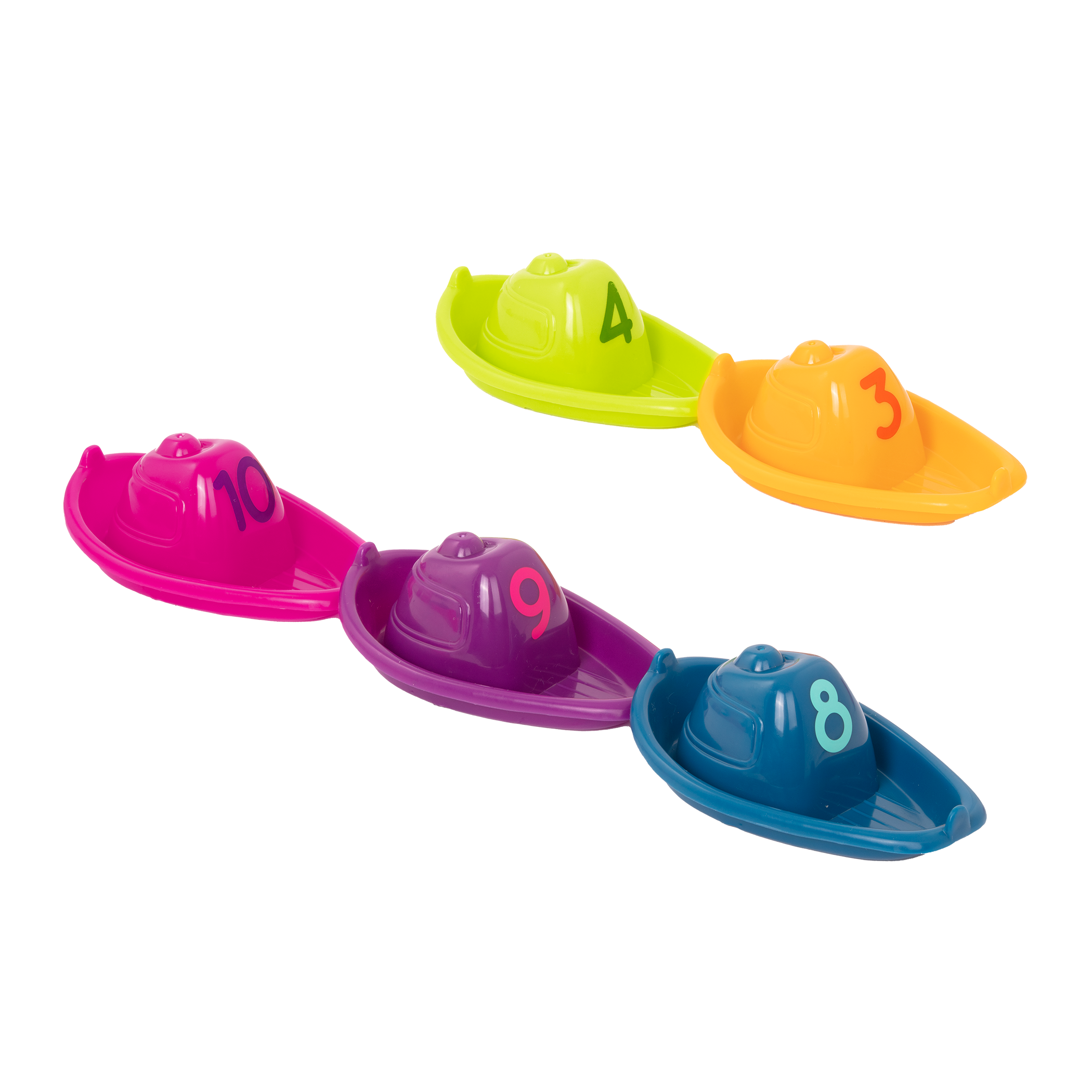 Colorful numbered toy boats