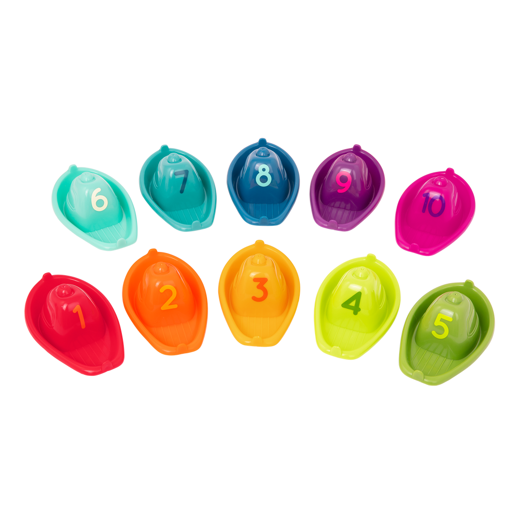 Colorful numbered toy boats