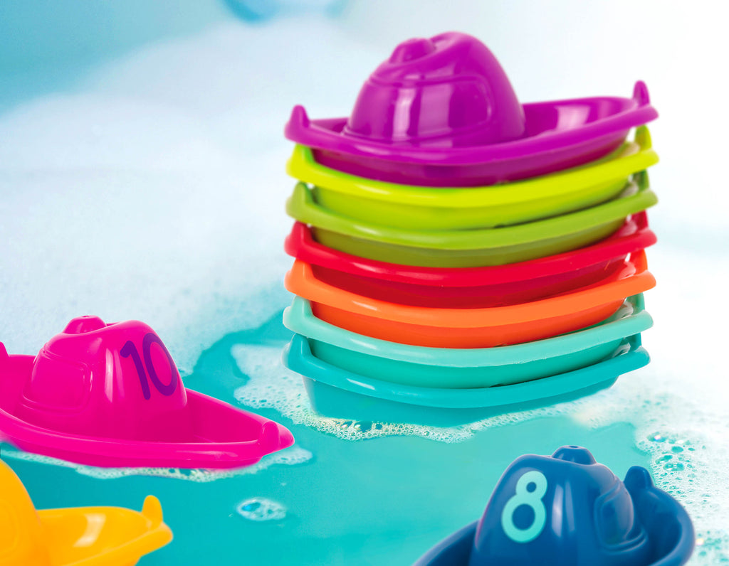 Colorful numbered toy boats