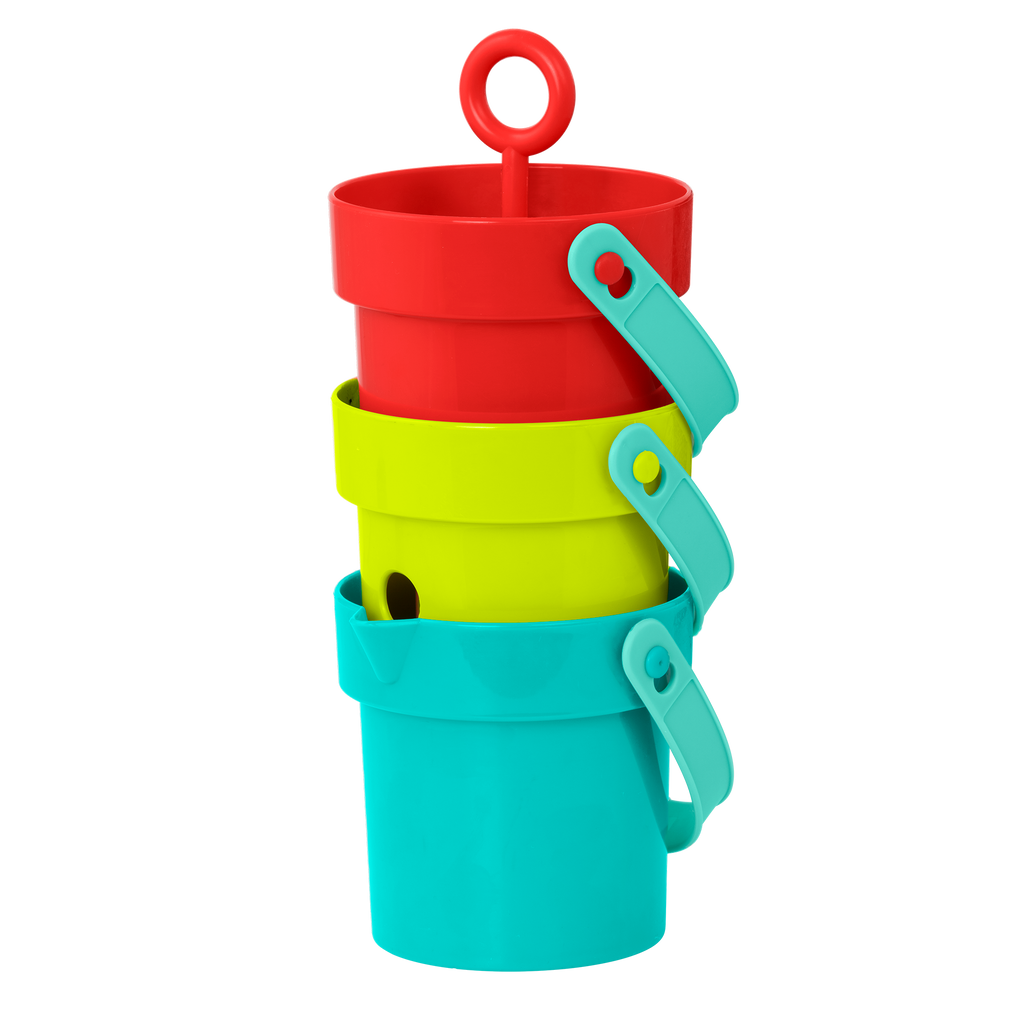 Colorful toy buckets.