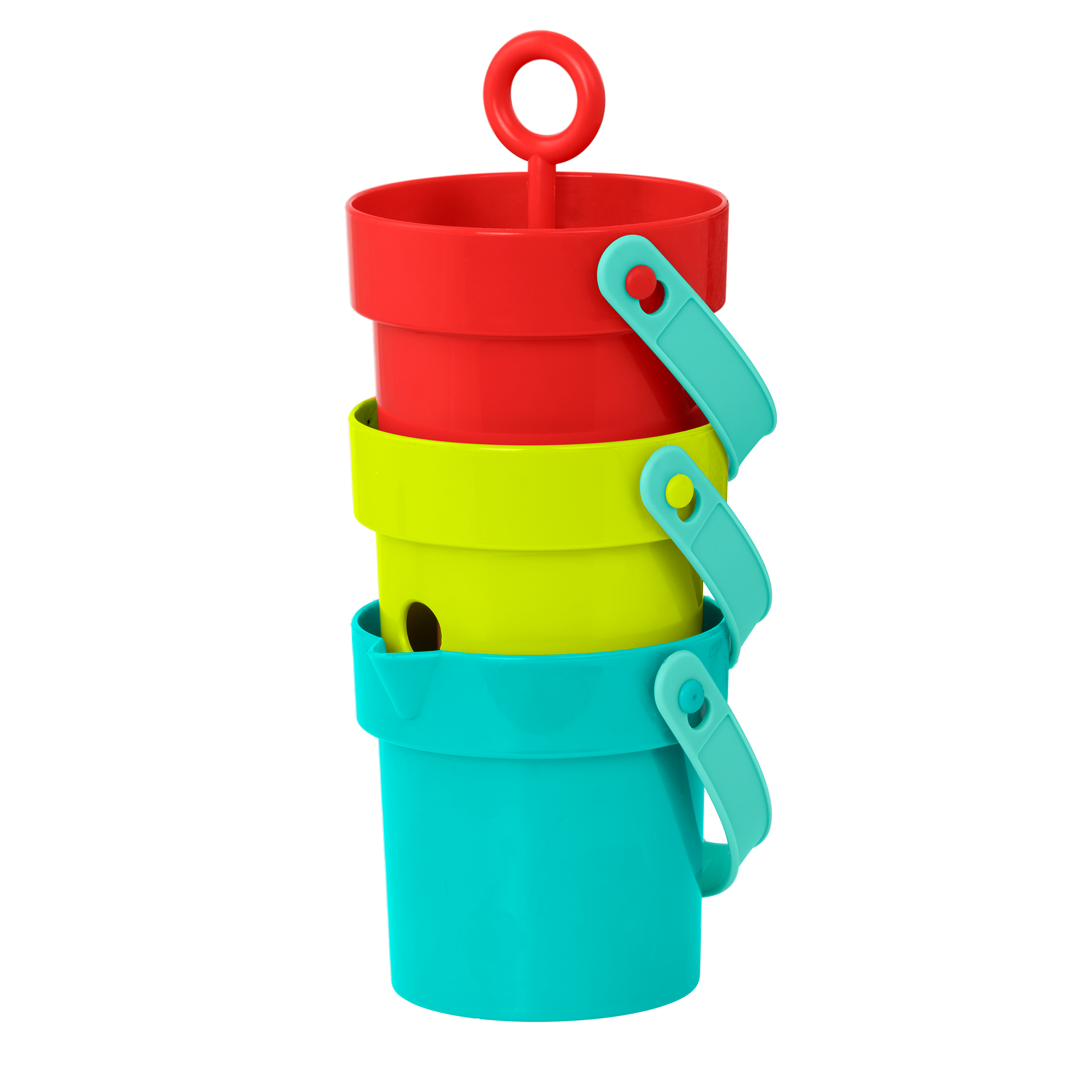 Colorful toy buckets.