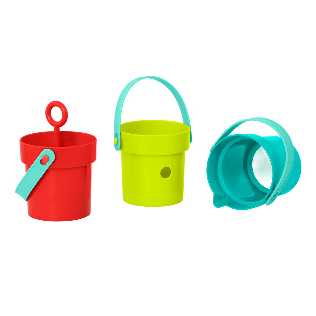Colorful toy buckets.
