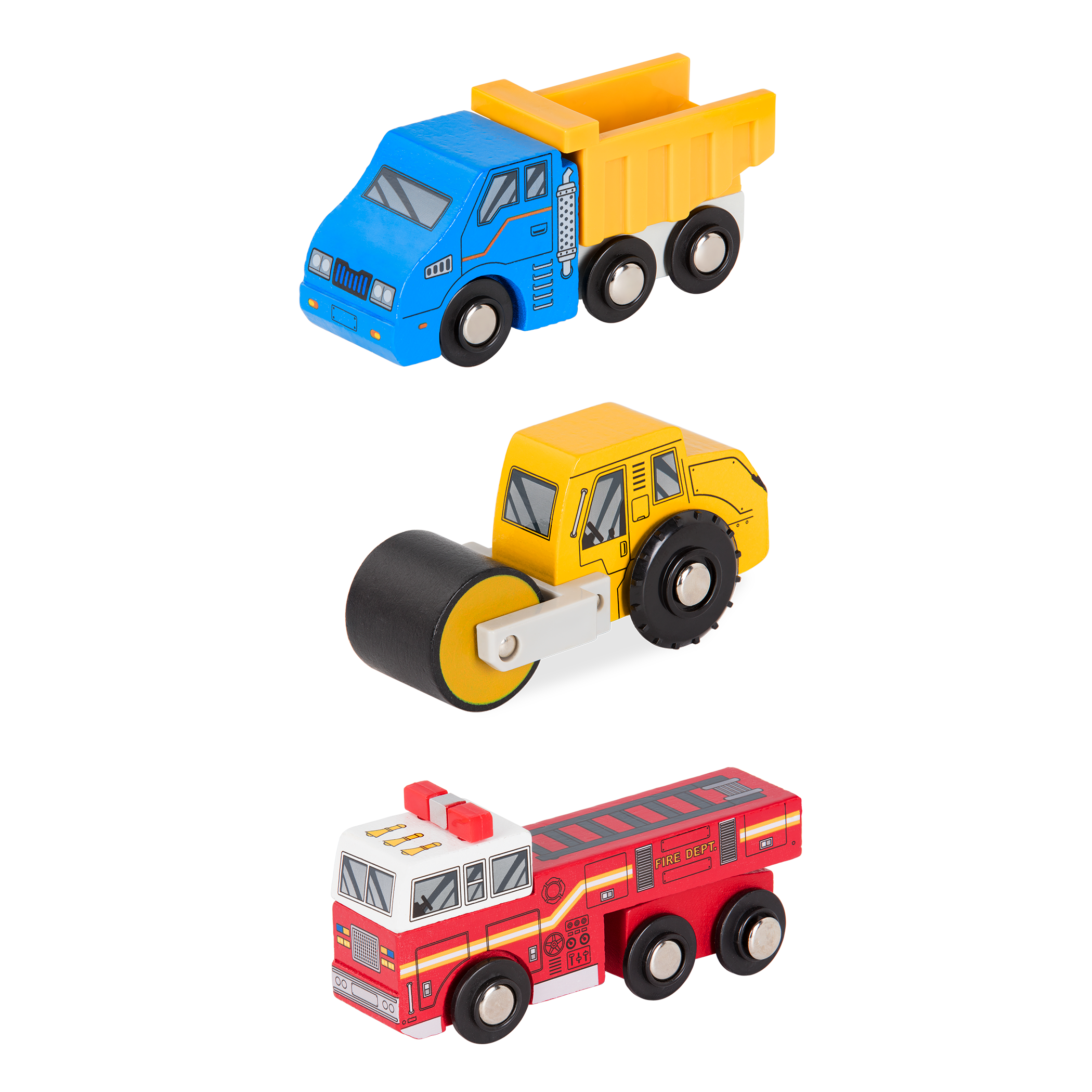 Miniature wooden vehicles Set 2 complete