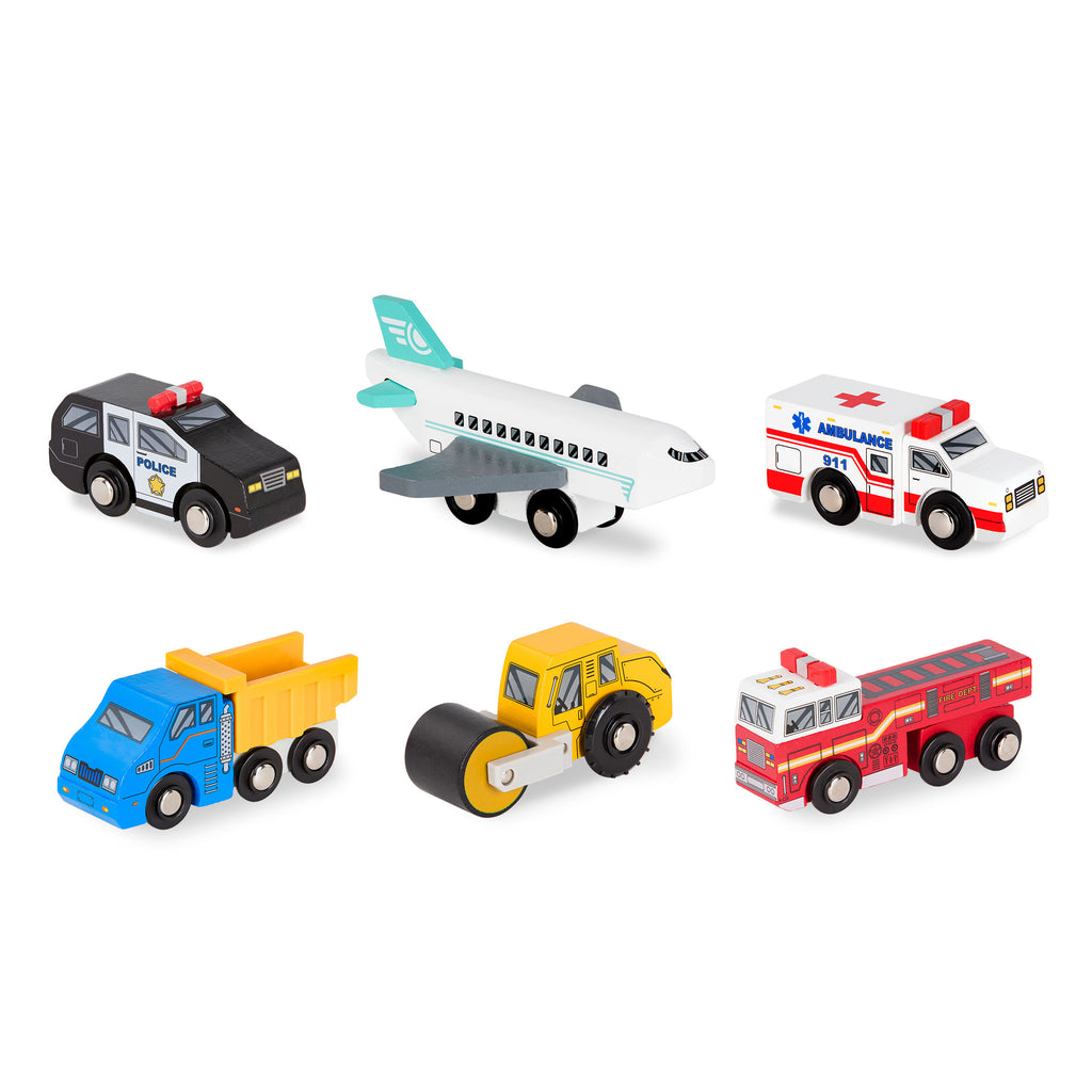 Miniature wooden vehicles Set 2 complete
