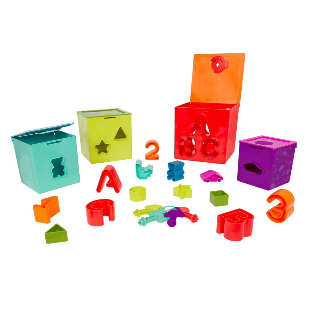 Locking activity cube shape sorter