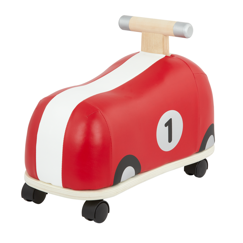 Wooden ride-on race car for toddlers