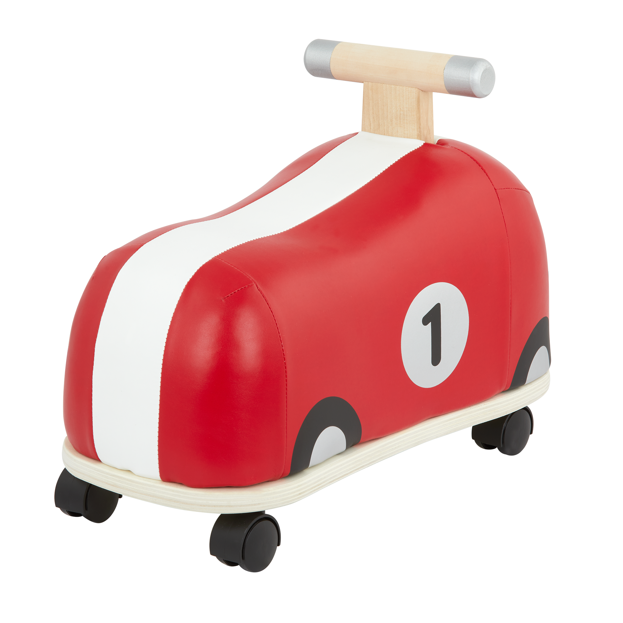 Wooden ride-on race car for toddlers