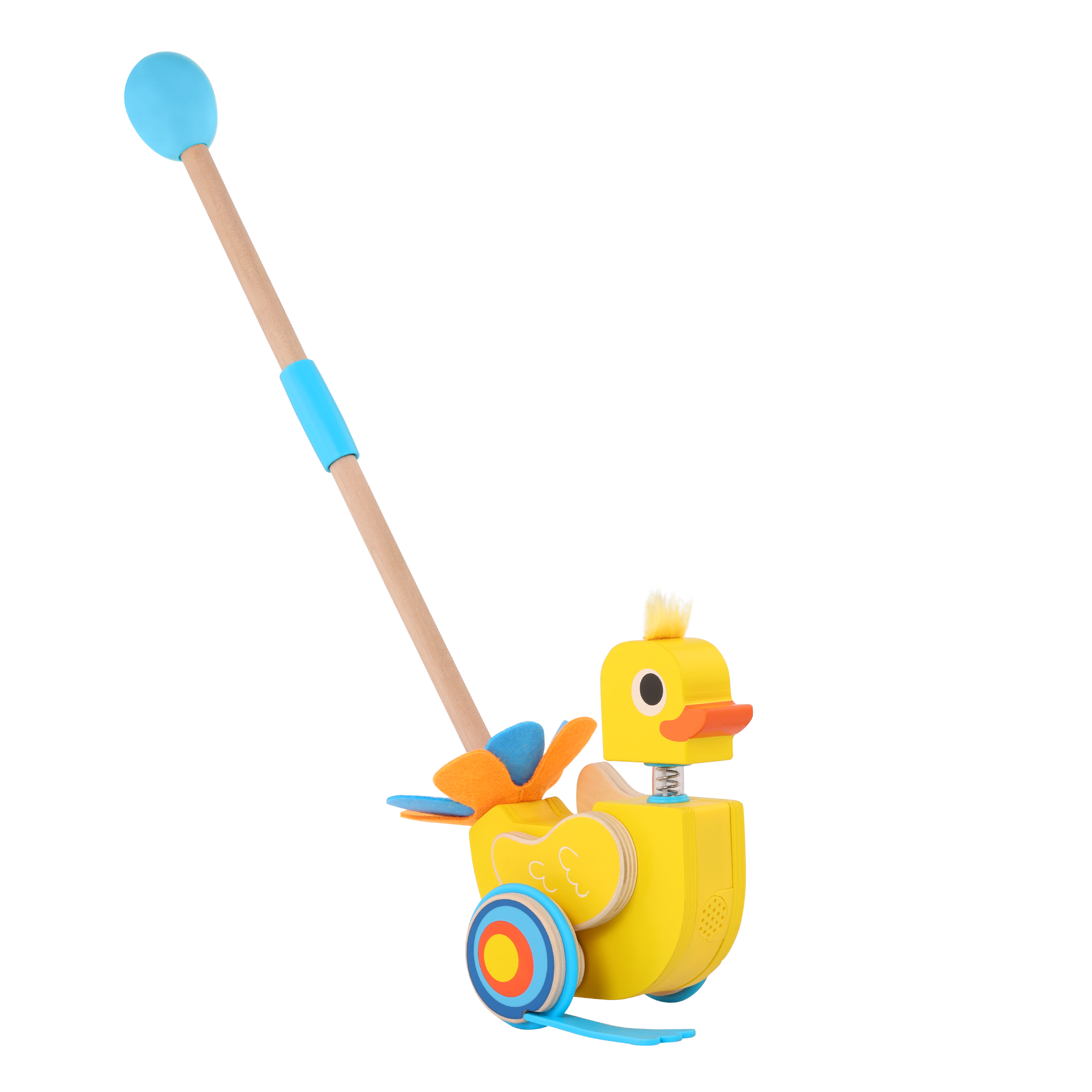 Quacking duck push toy for toddlers
