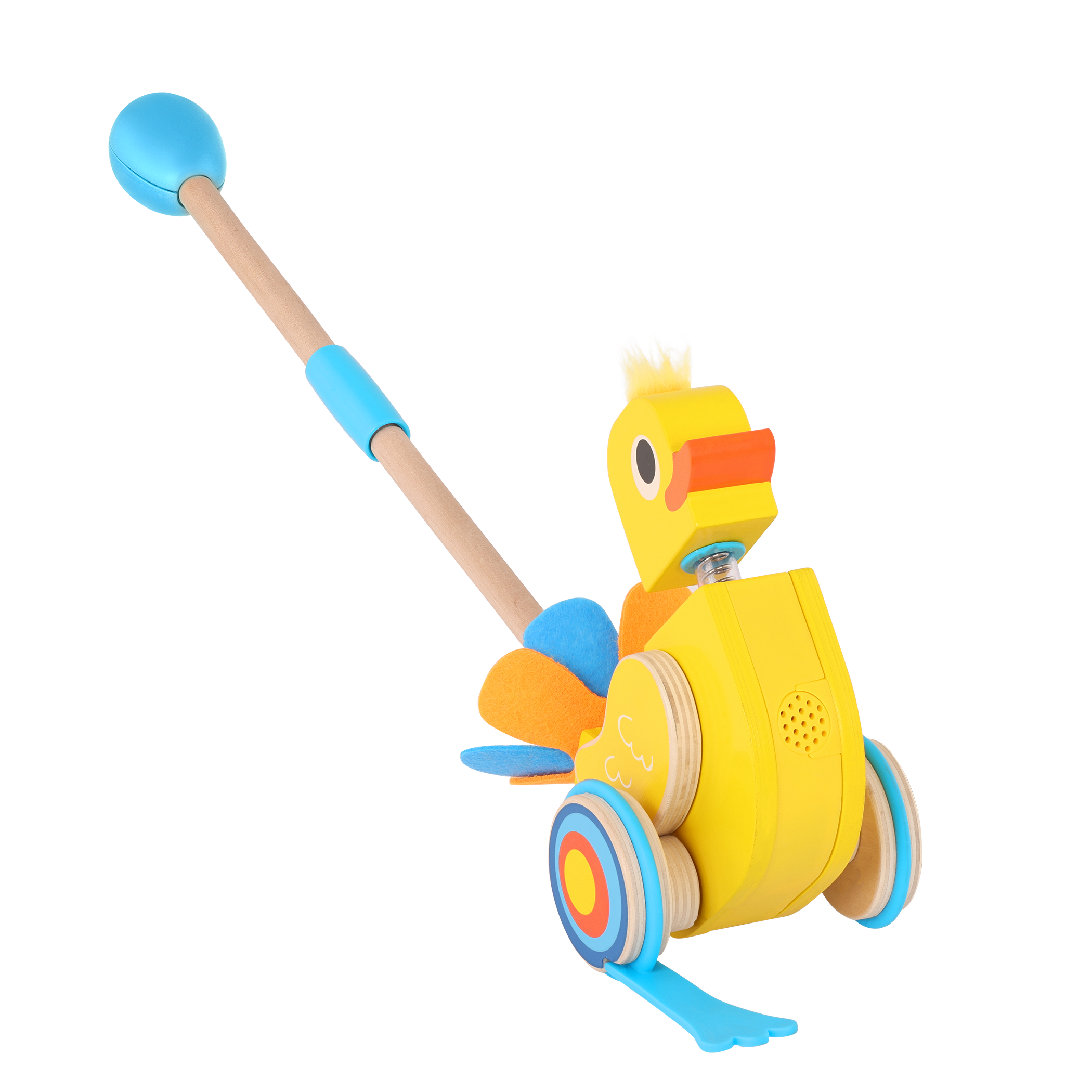 Quacking duck push toy for toddlers