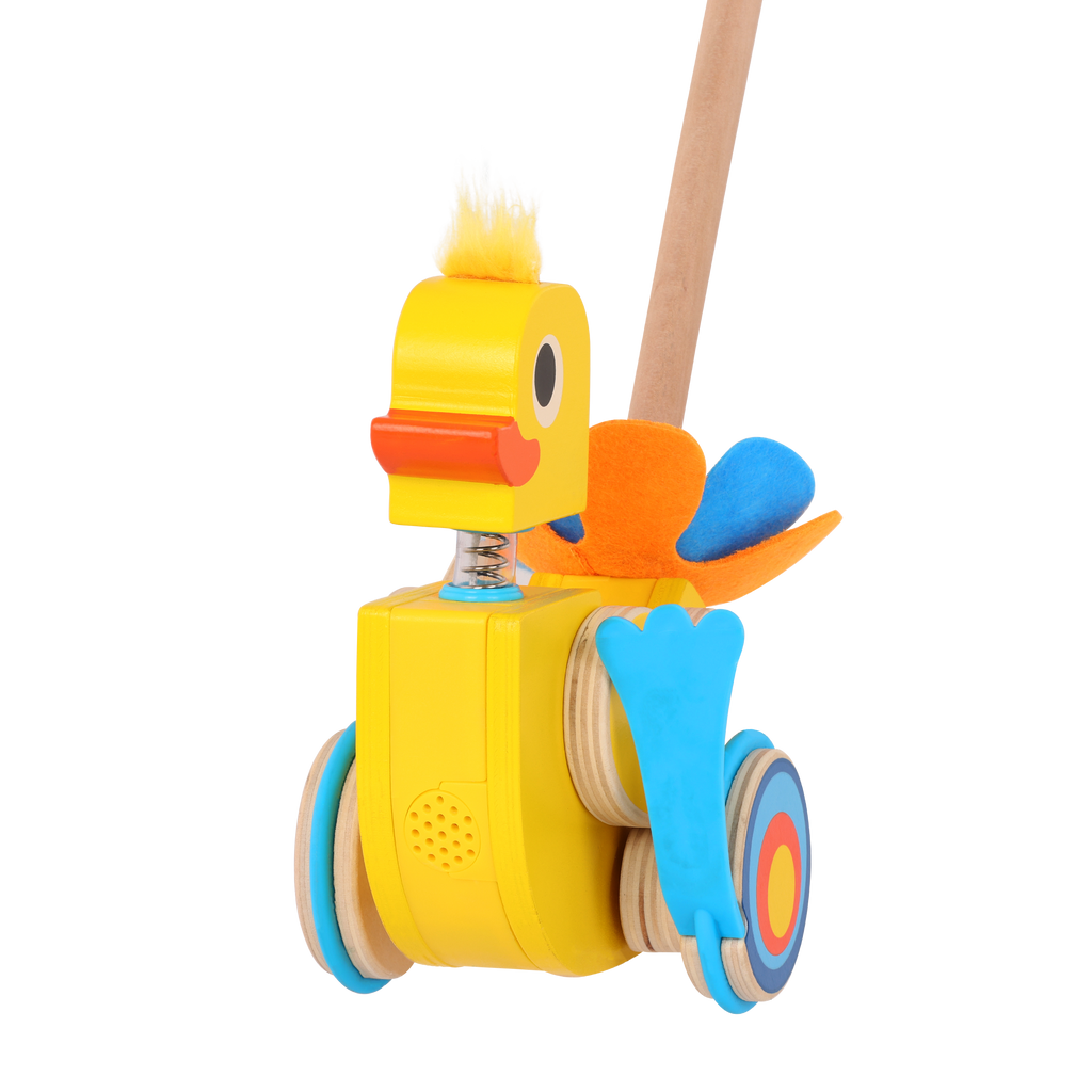 Quacking duck push toy for toddlers