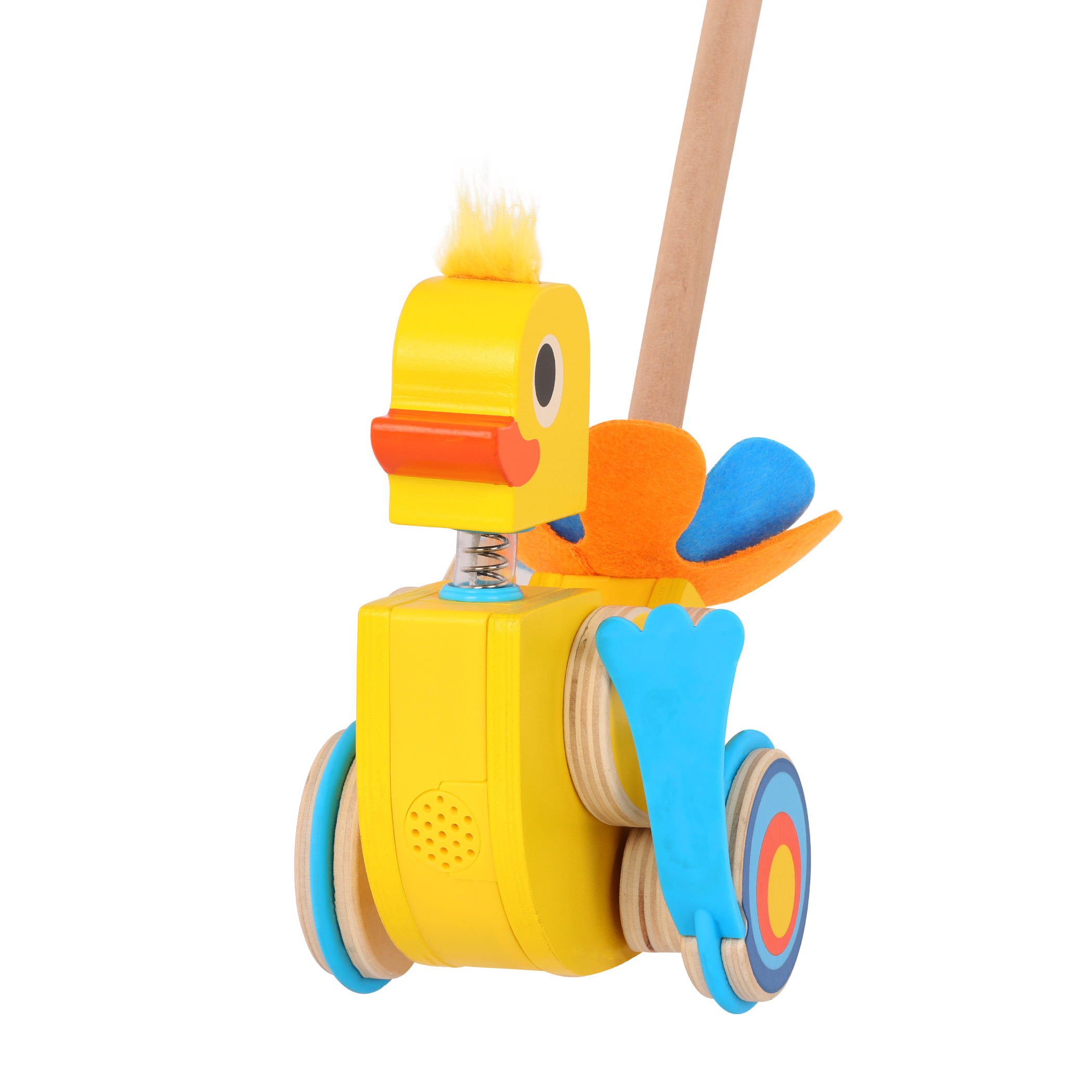 Quacking duck push toy for toddlers