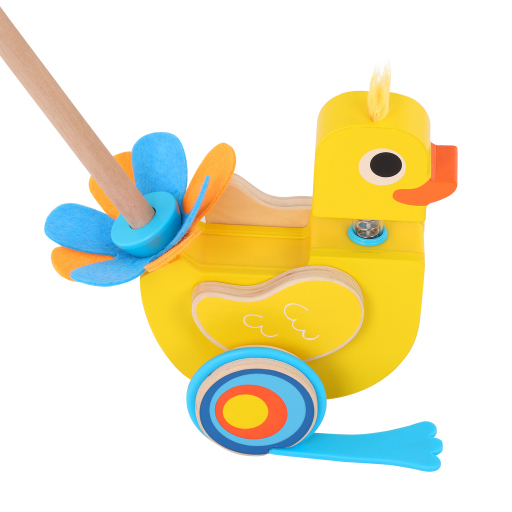 Quacking duck push toy for toddlers