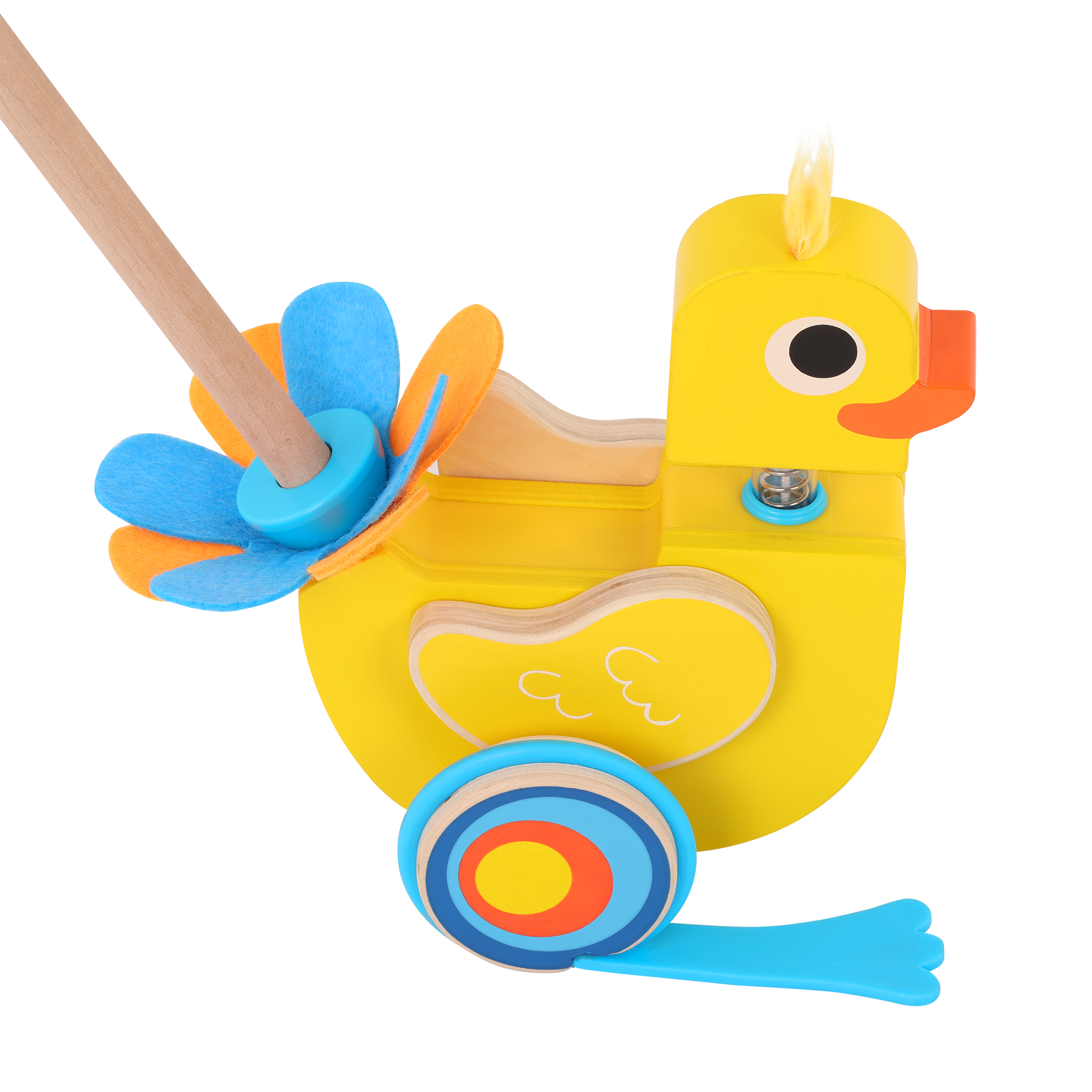 Quacking duck push toy for toddlers