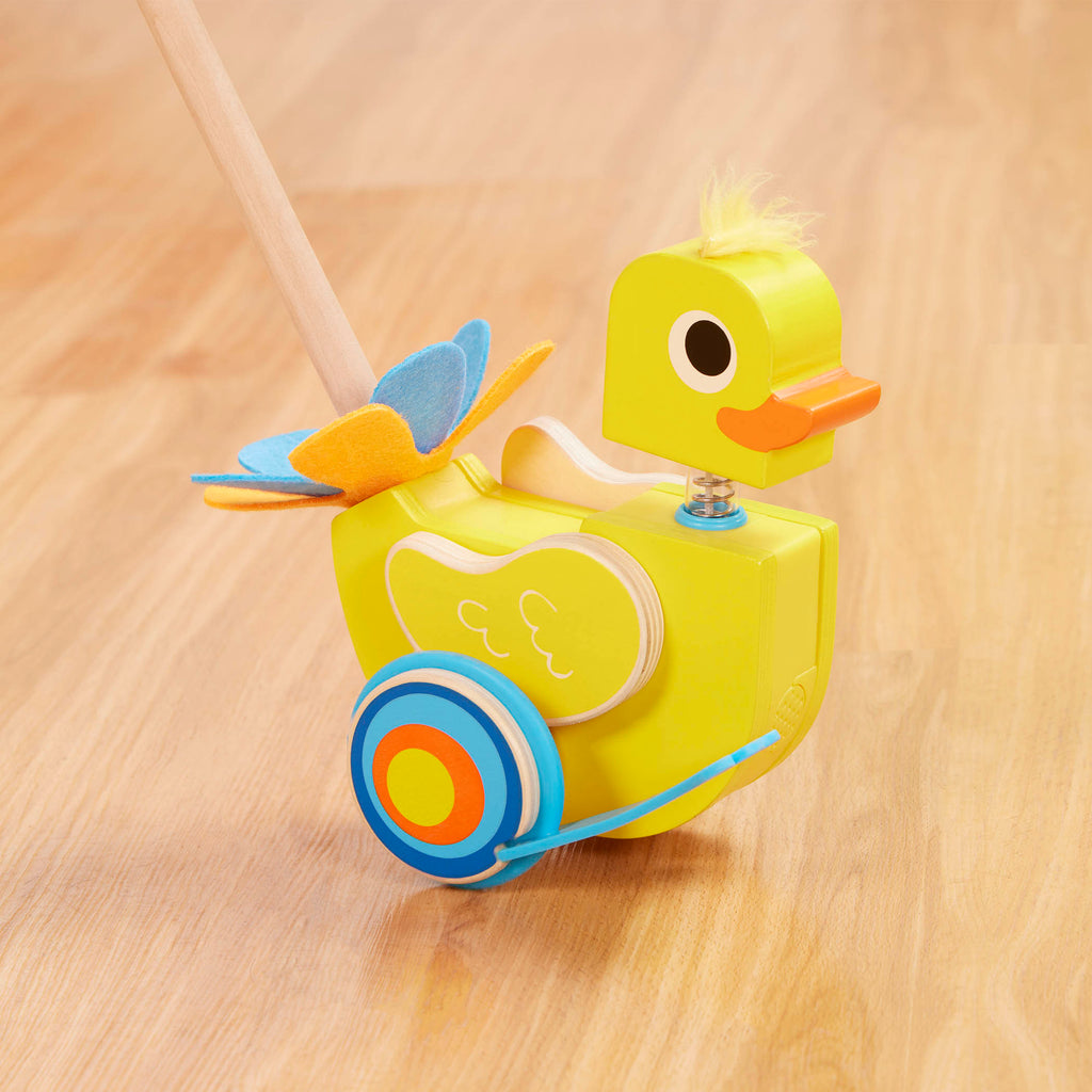 Quacking duck push toy for toddlers