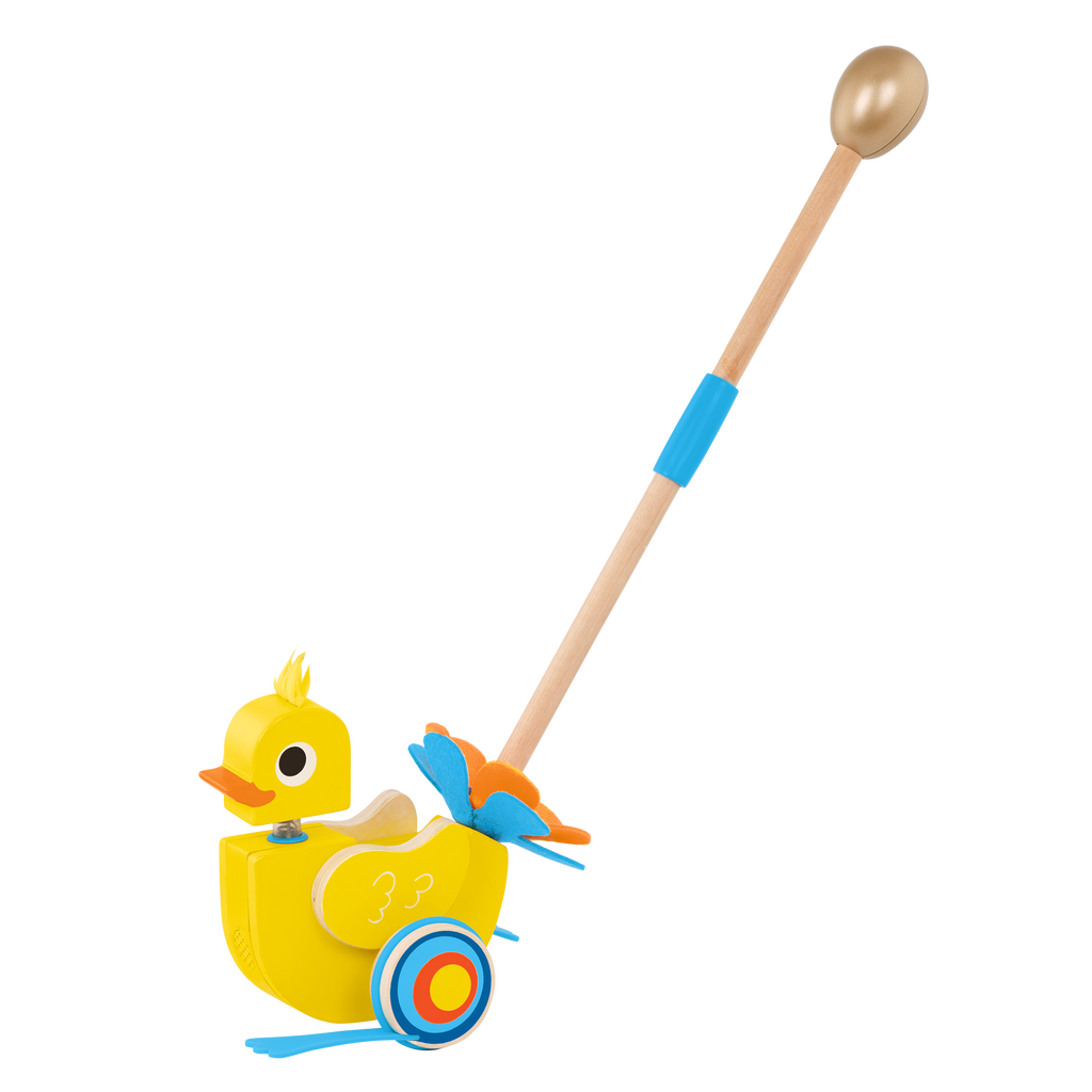 Quacking duck push toy for toddlers