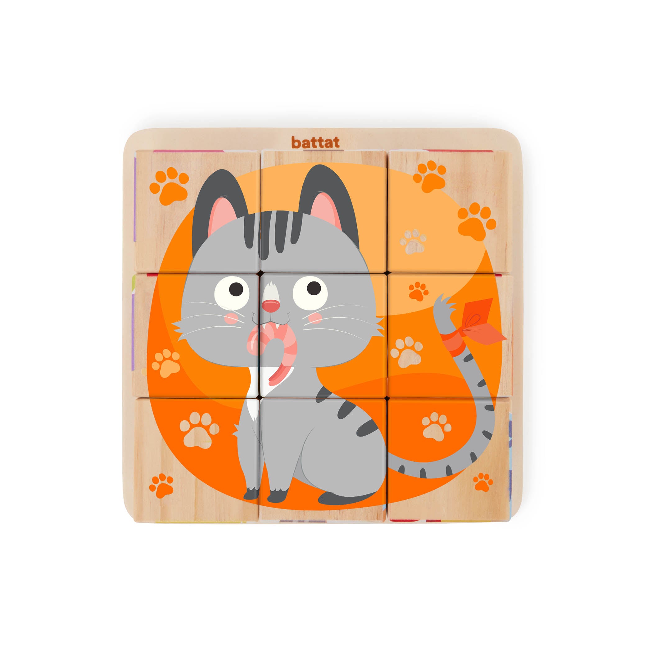 A cube puzzle for toddlers and kids with a picture of a dog.