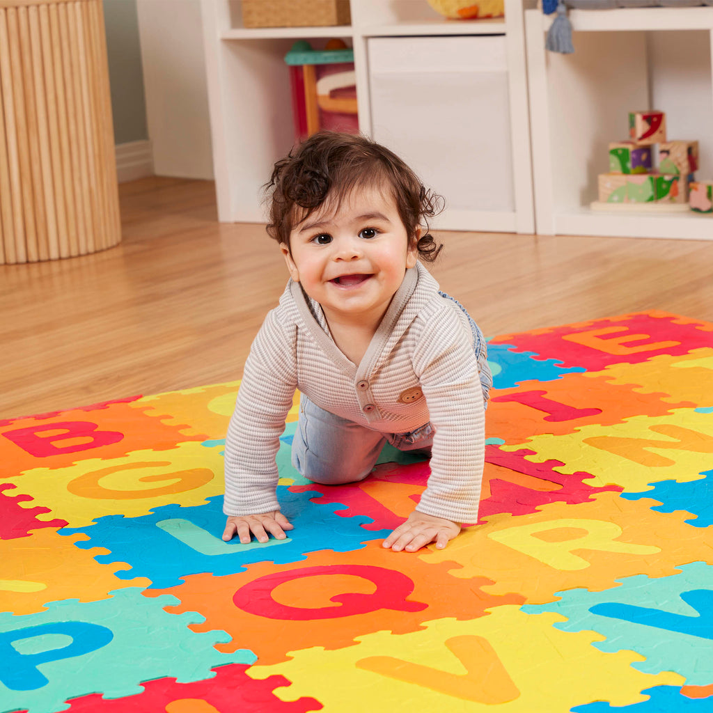 An ABC mat for babies, toddlers, and kids.