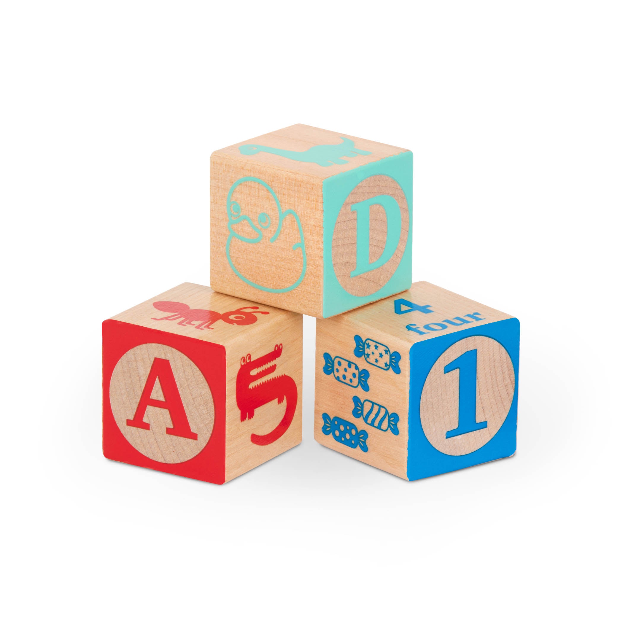 Wooden blocks in a wagon, learning toys for toddlers and kids.