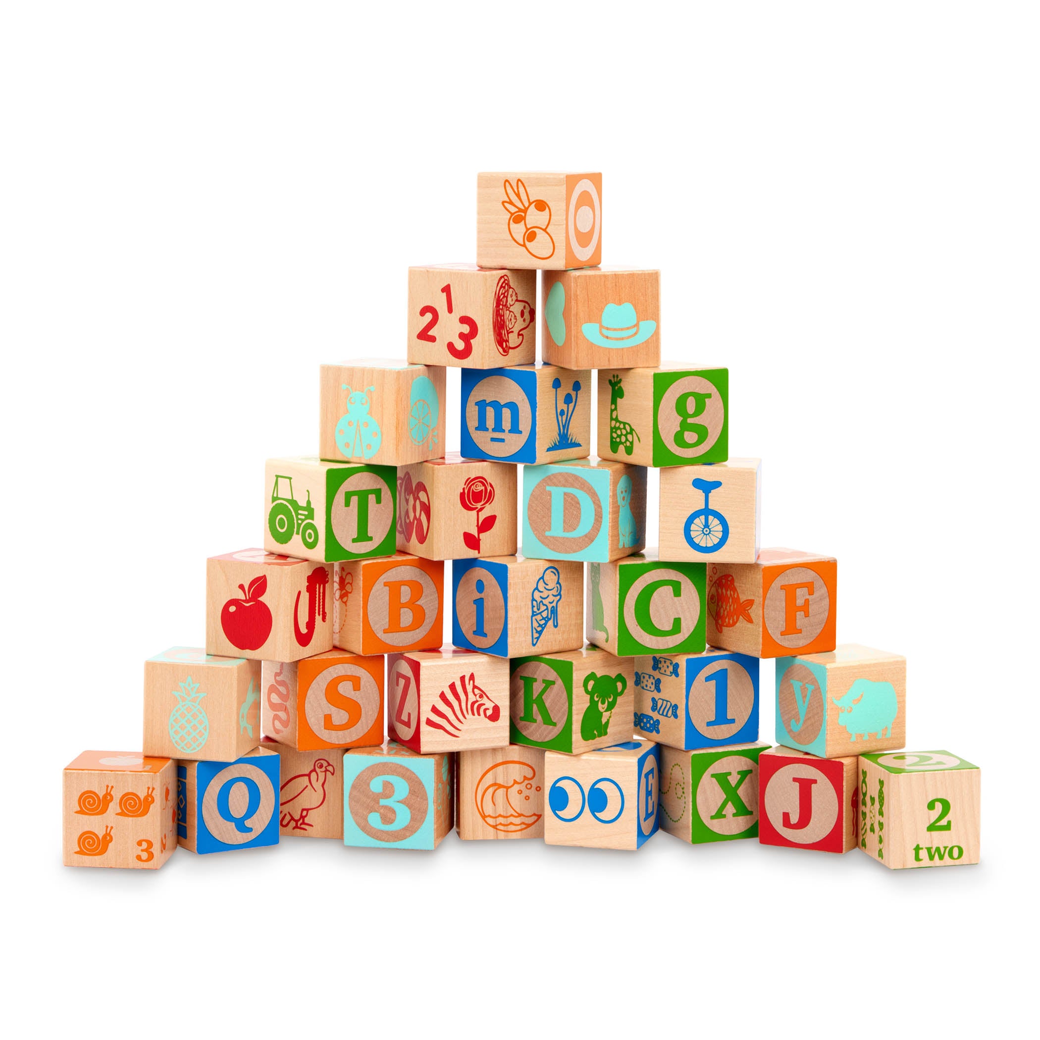 Wooden blocks in a wagon, learning toys for toddlers and kids.