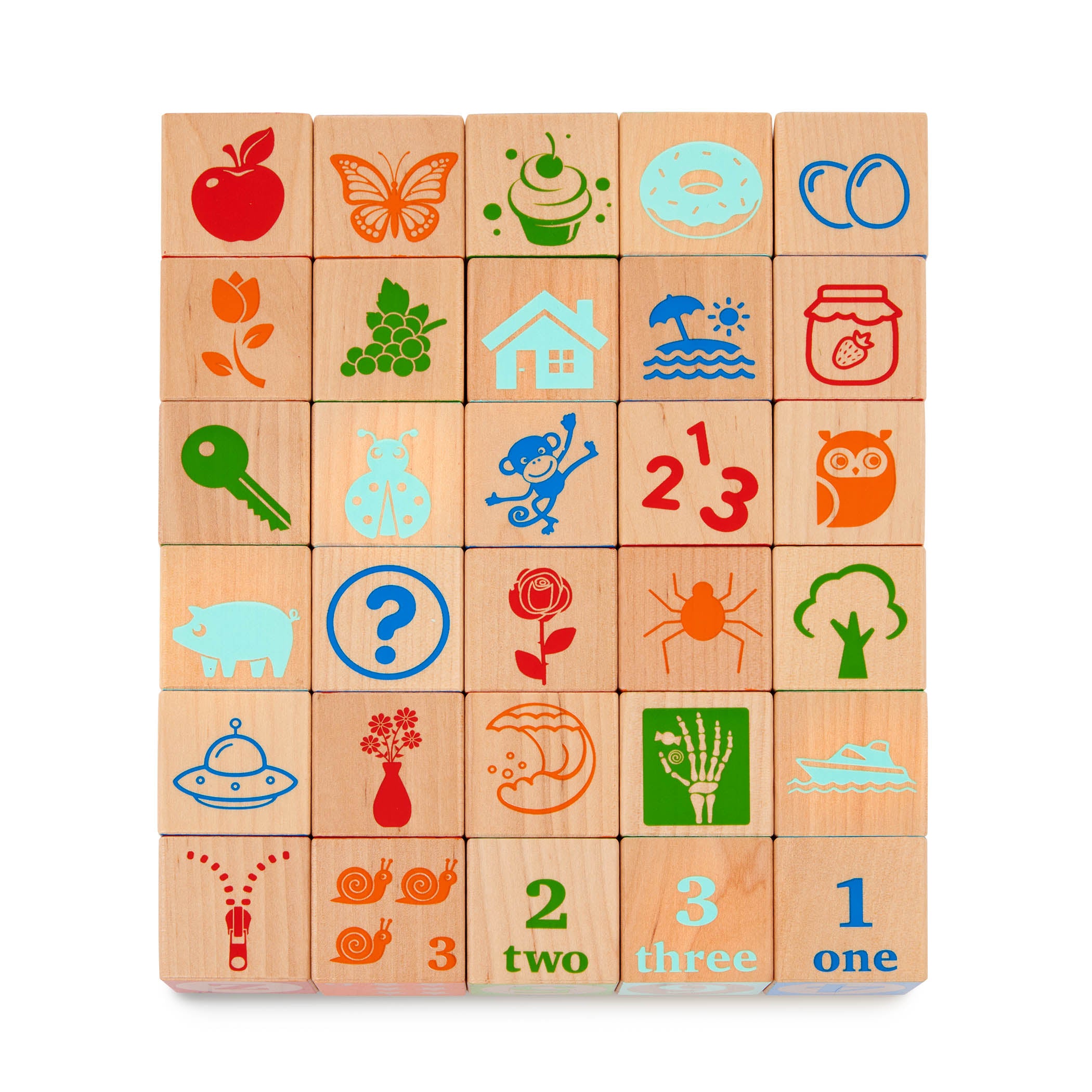 Wooden blocks in a wagon, learning toys for toddlers and kids.