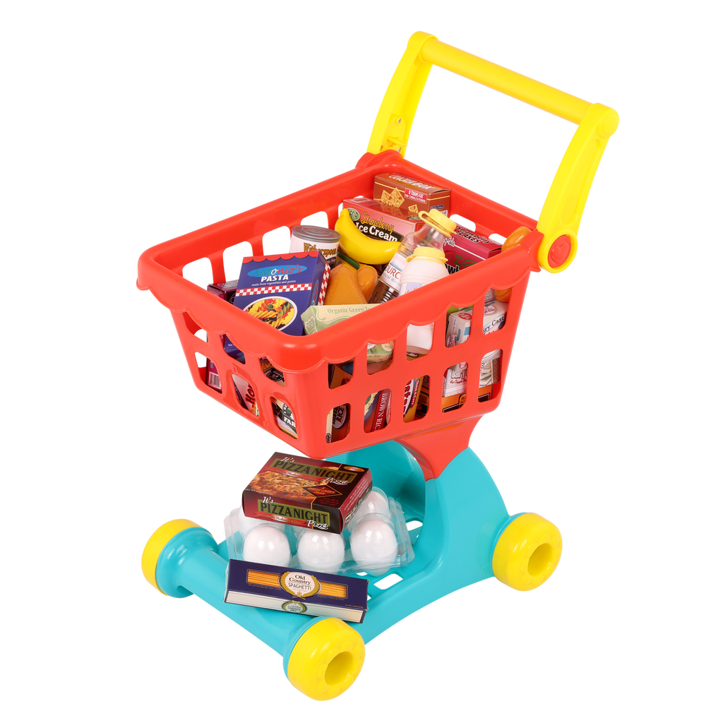 Pretend grocery shopping cart play food kids toys