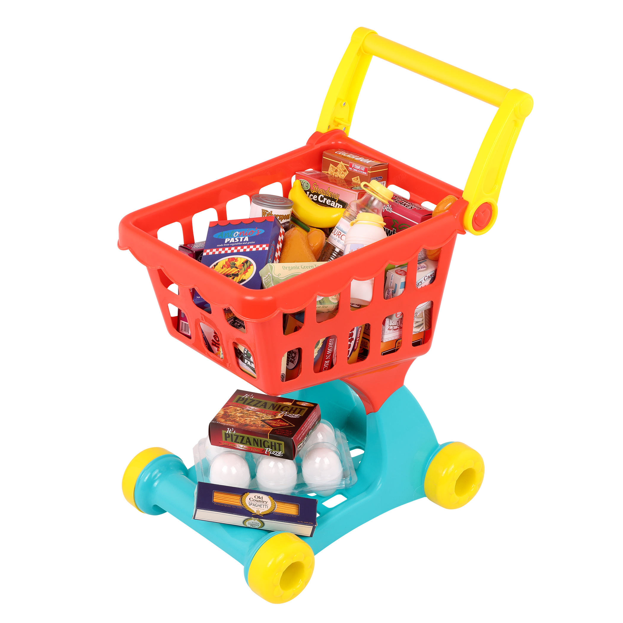 Pretend grocery shopping cart play food kids toys