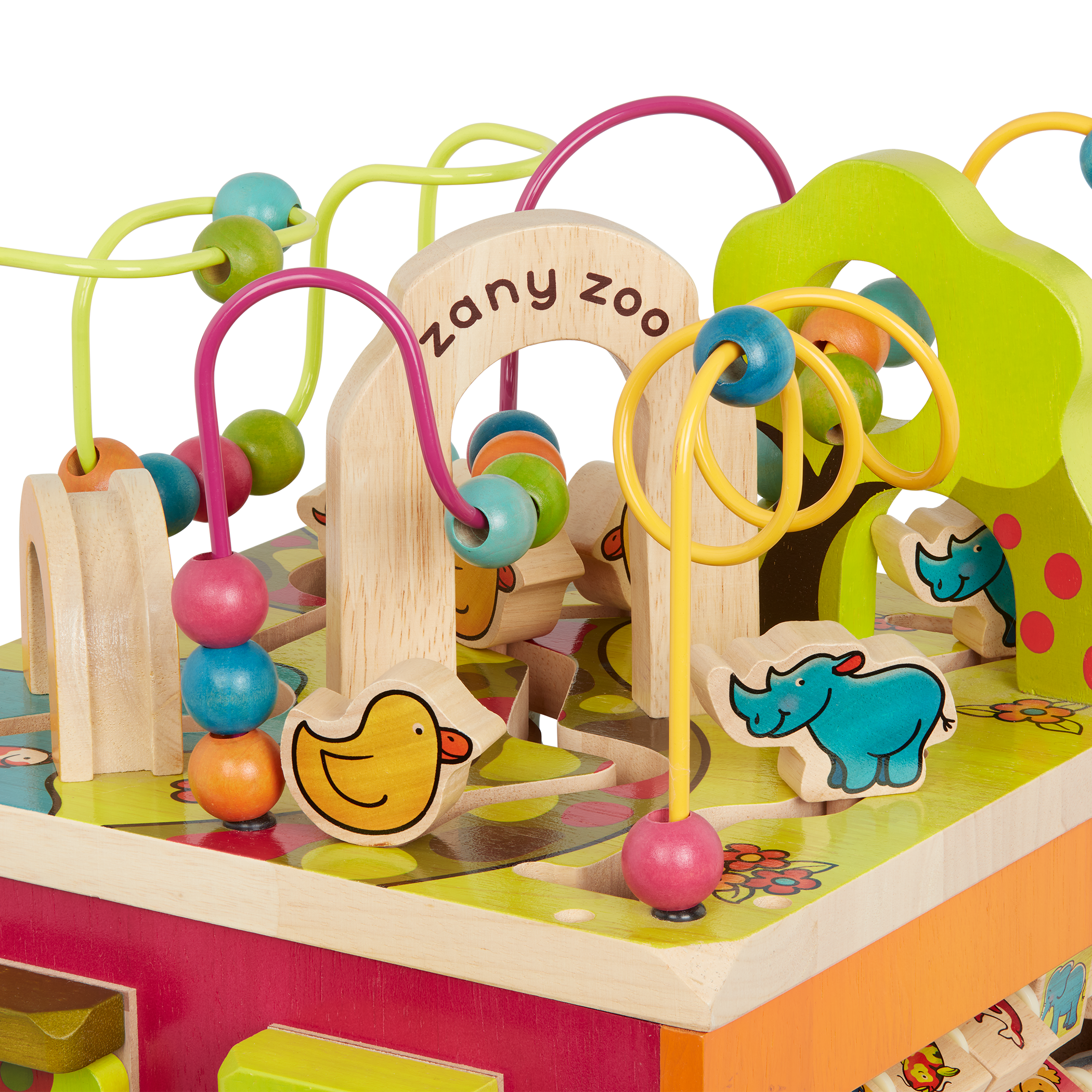 Wooden zoo activity cube.
