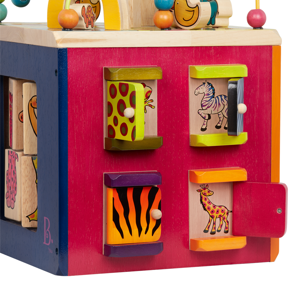 Wooden zoo activity cube.