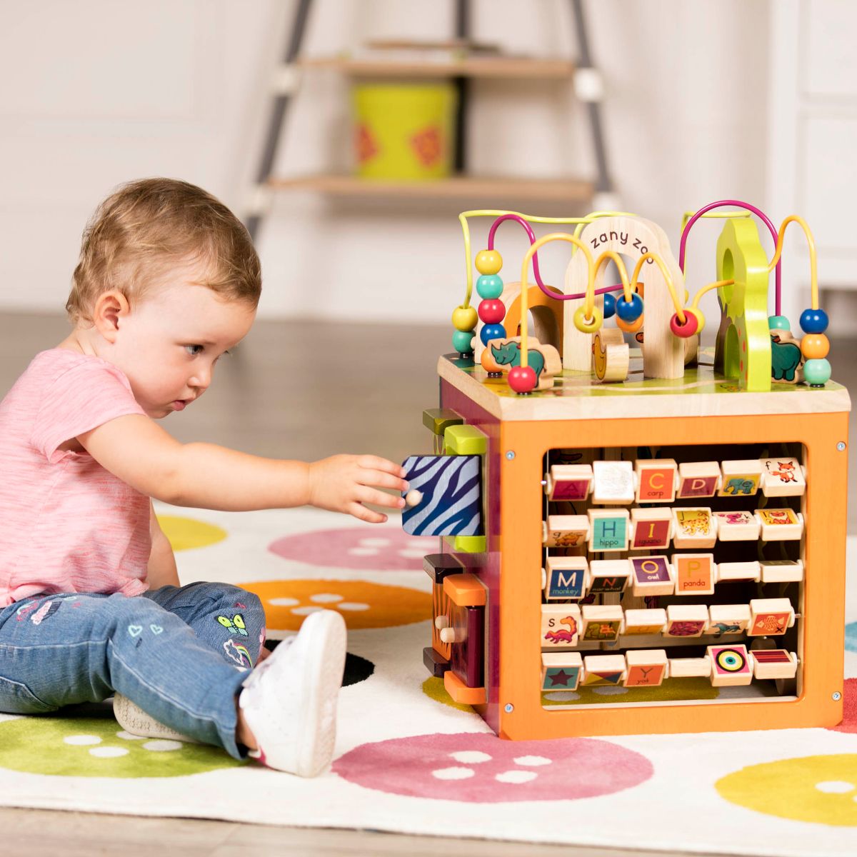 Wooden zoo activity cube.