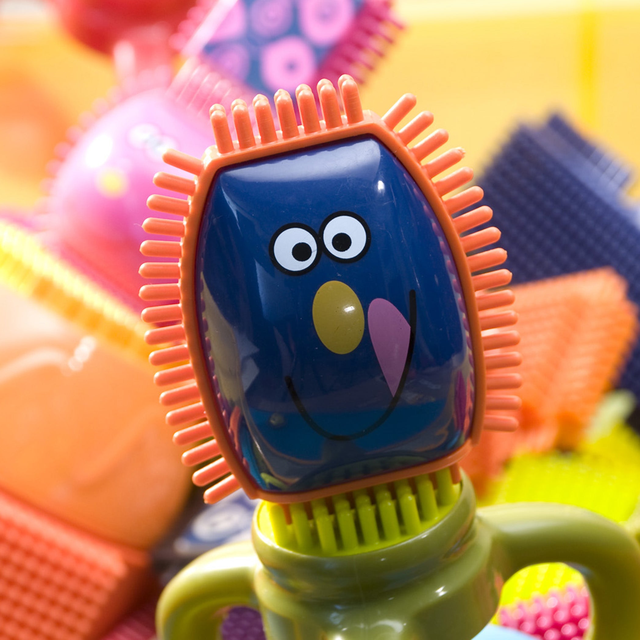 Interlocking bristle building blocks.