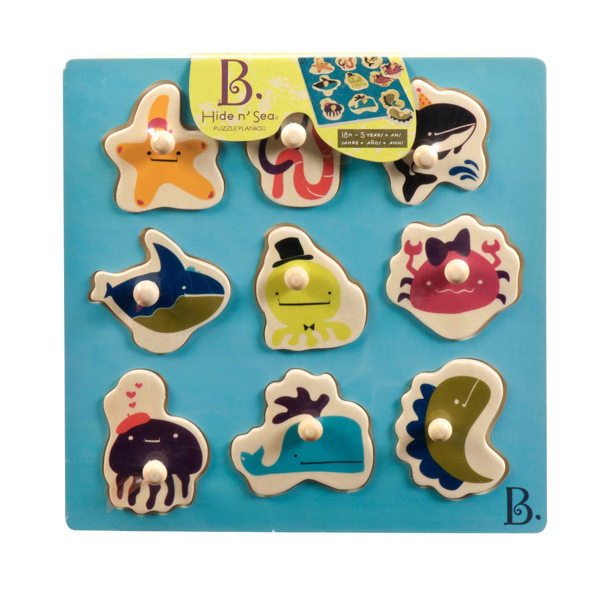 Ocean-themed wooden peg puzzle