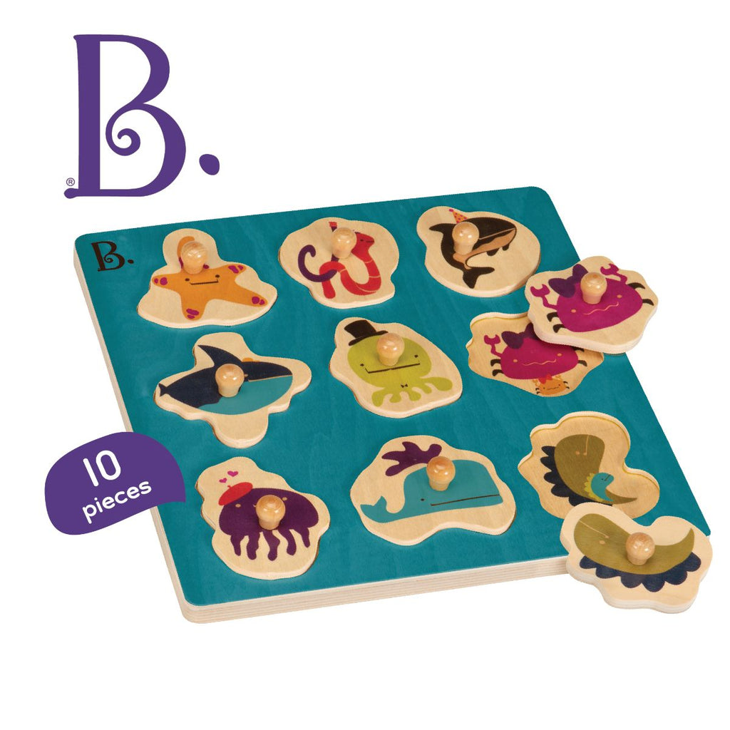 Ocean-themed wooden peg puzzle