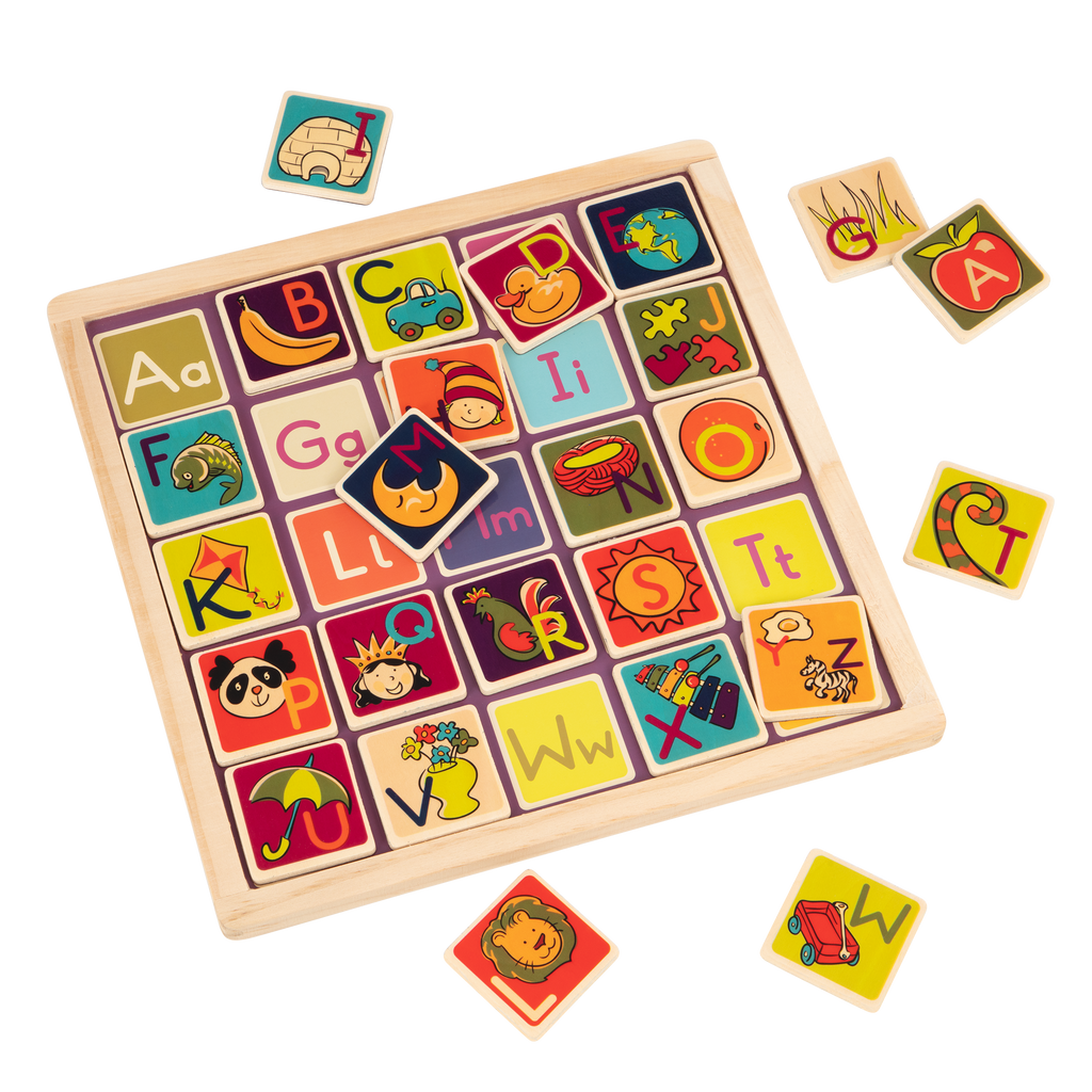 Wooden alphabet puzzle.