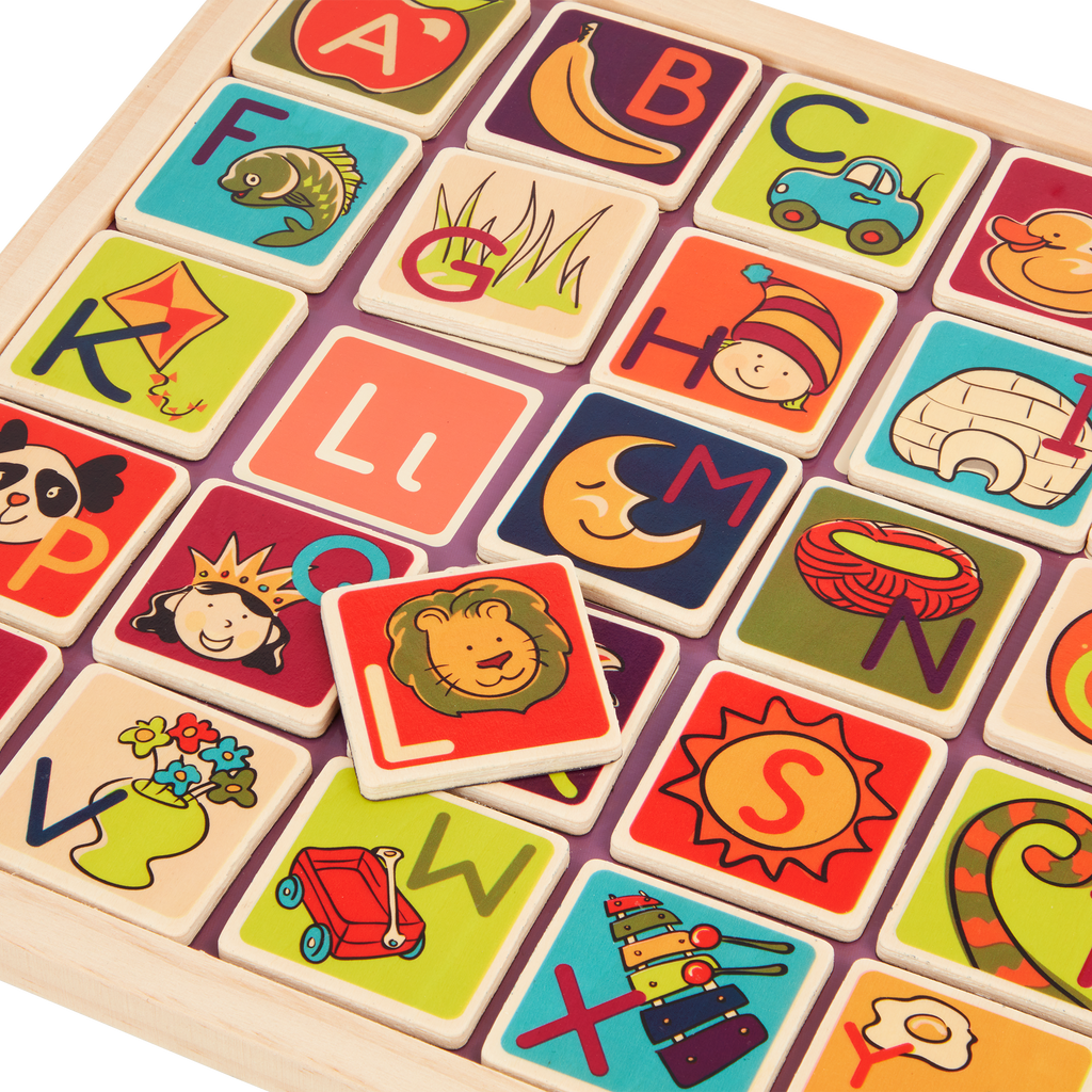 Wooden alphabet puzzle.