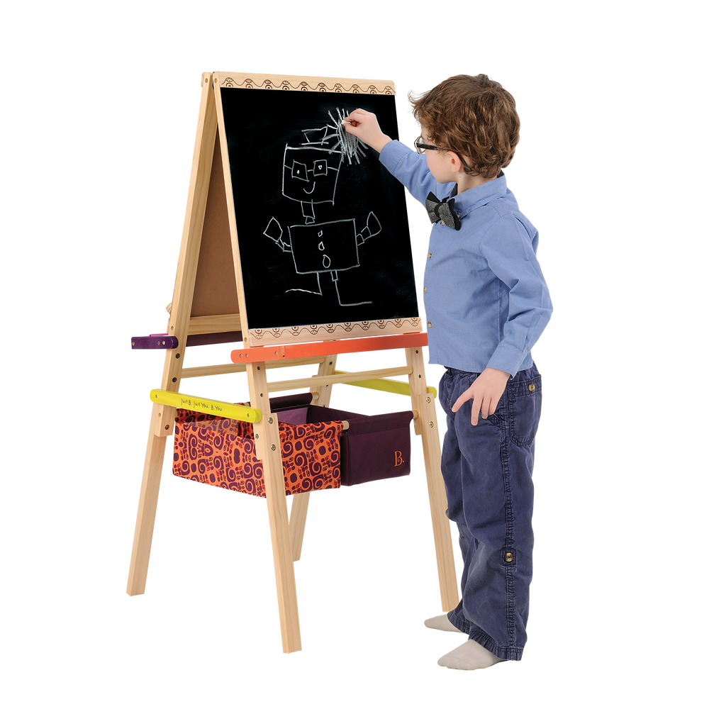 Chalkboard side of toy easel