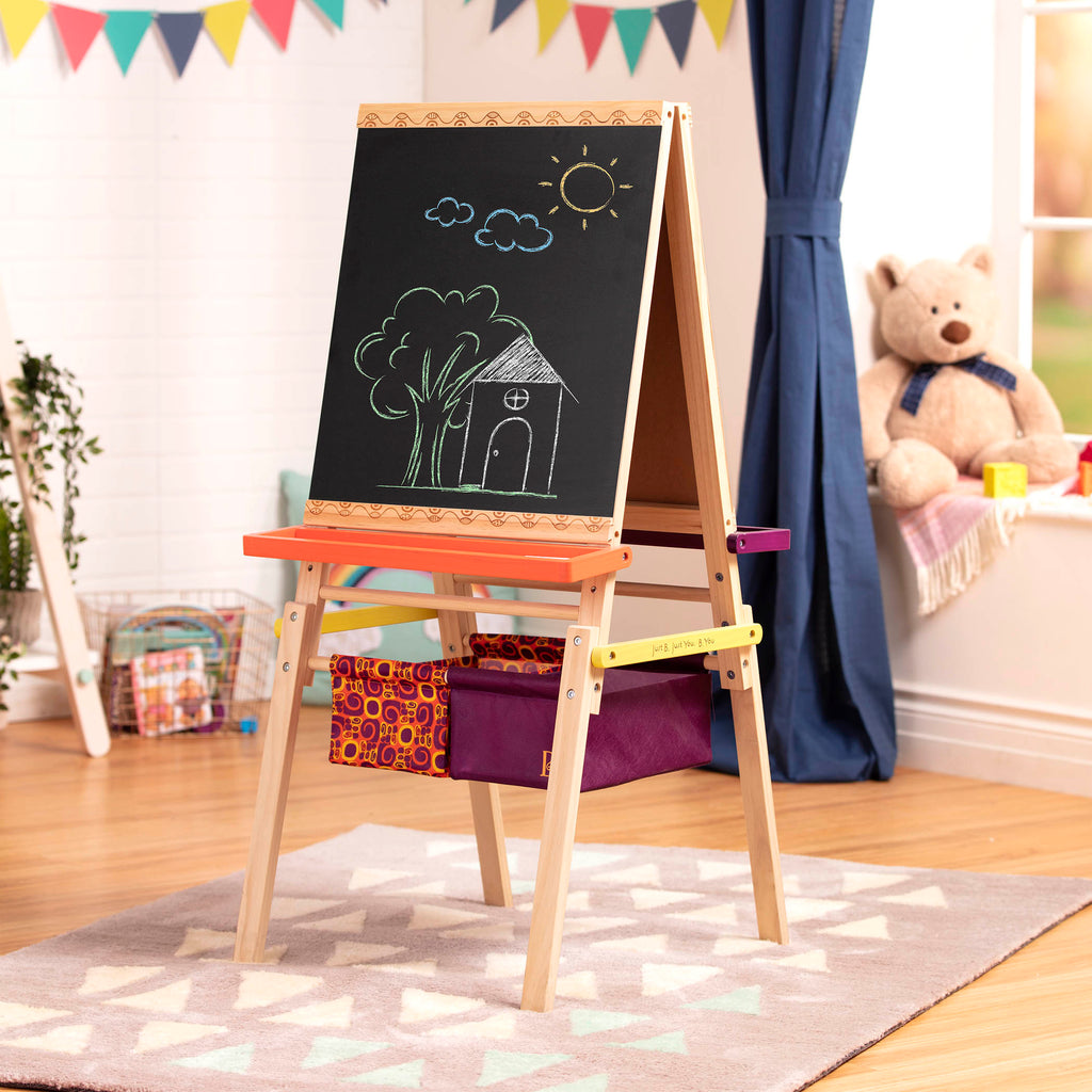 Chalkboard side of toy easel