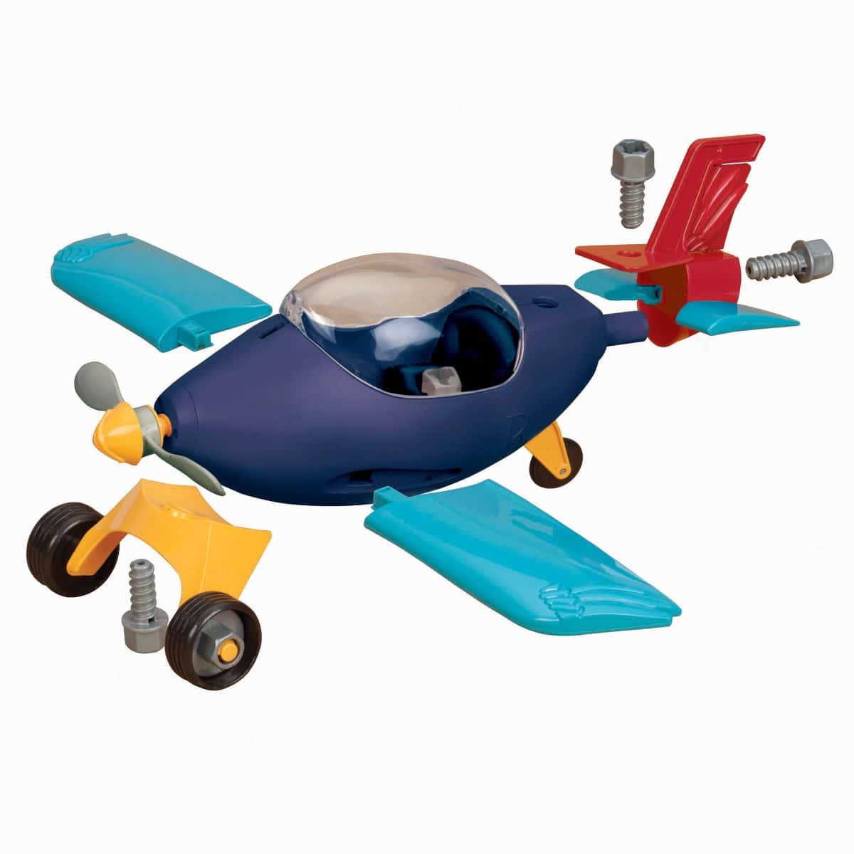 Toy take-apart airplane and drill