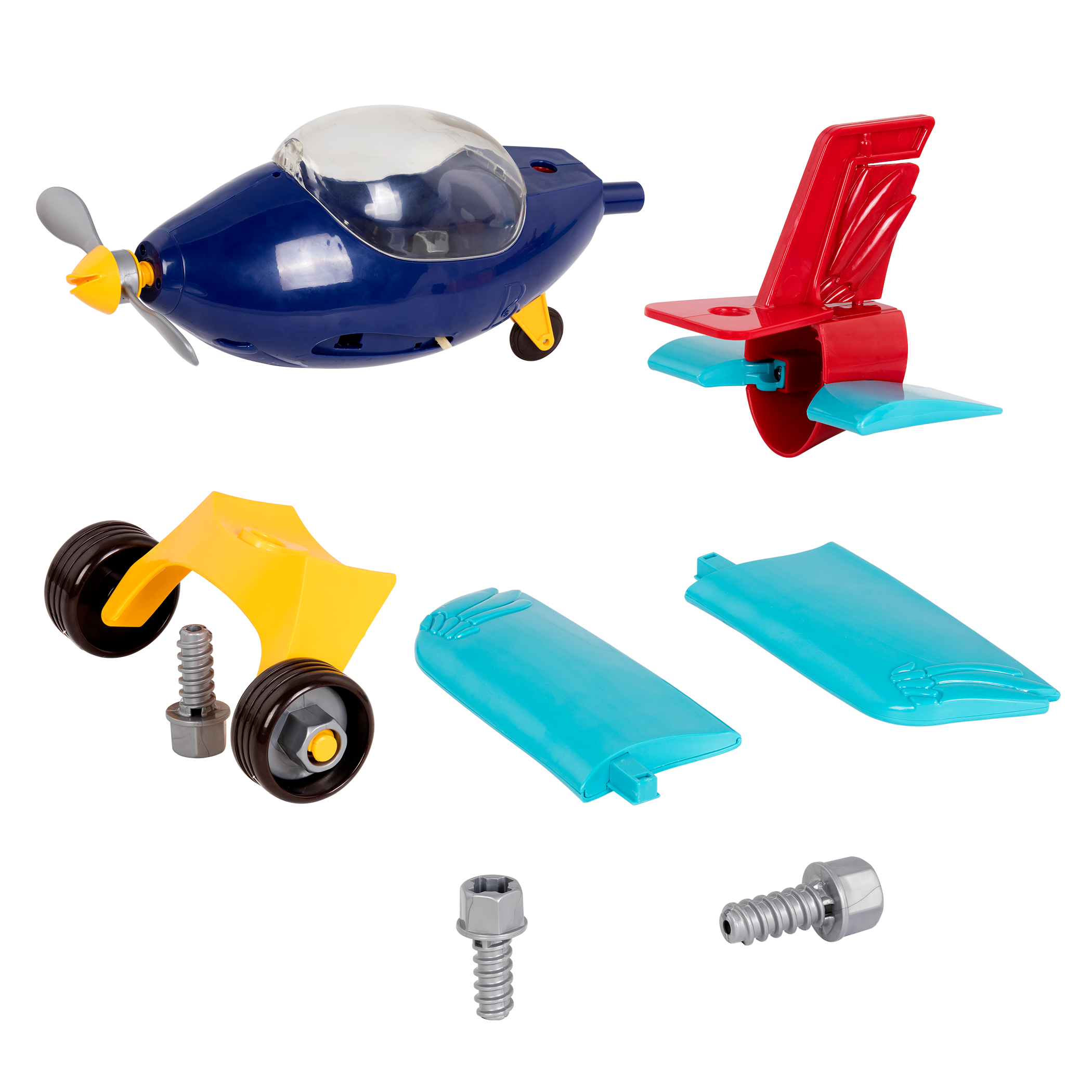 Toy take-apart airplane and drill